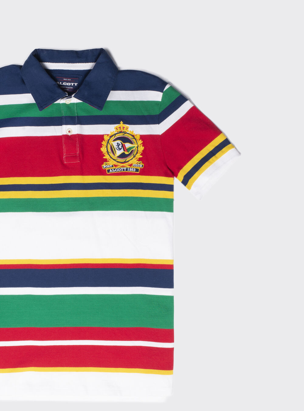 Polo multirayas con bordado, MULTICOLORE