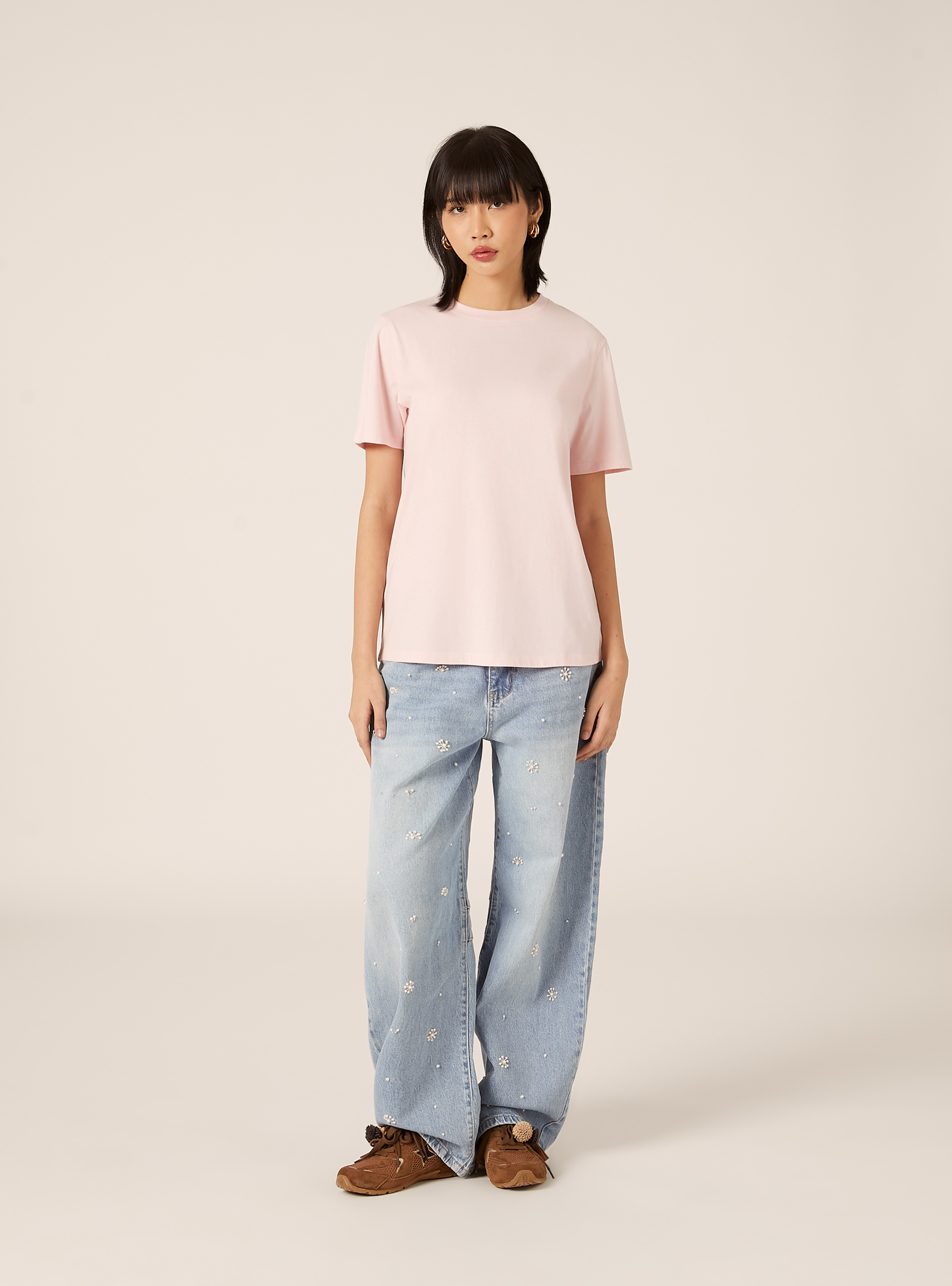 Cotton crew neck T-shirt, PK3 PINK LIGHT