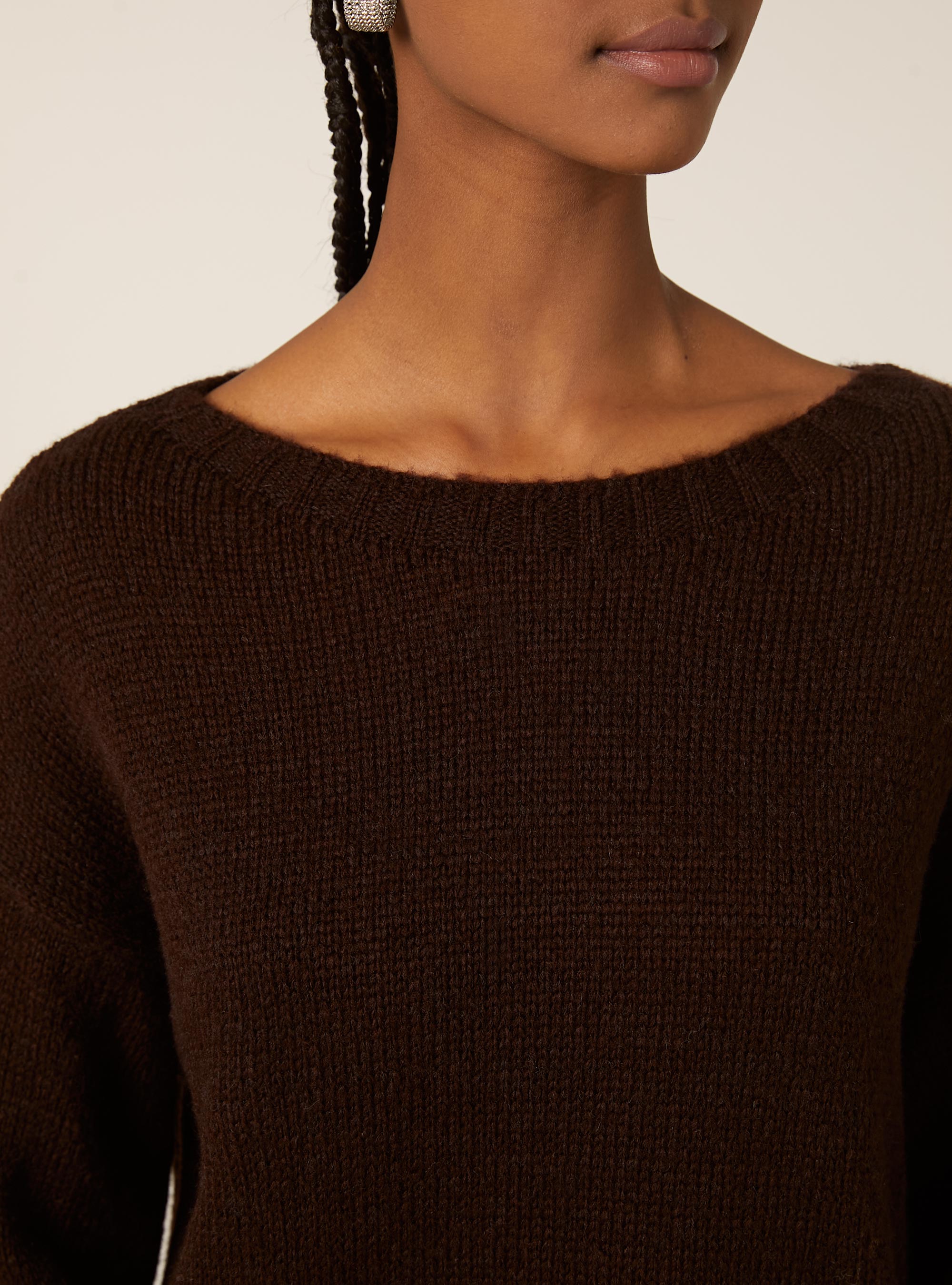 Pullover girocollo, BR1 BROWN DARK