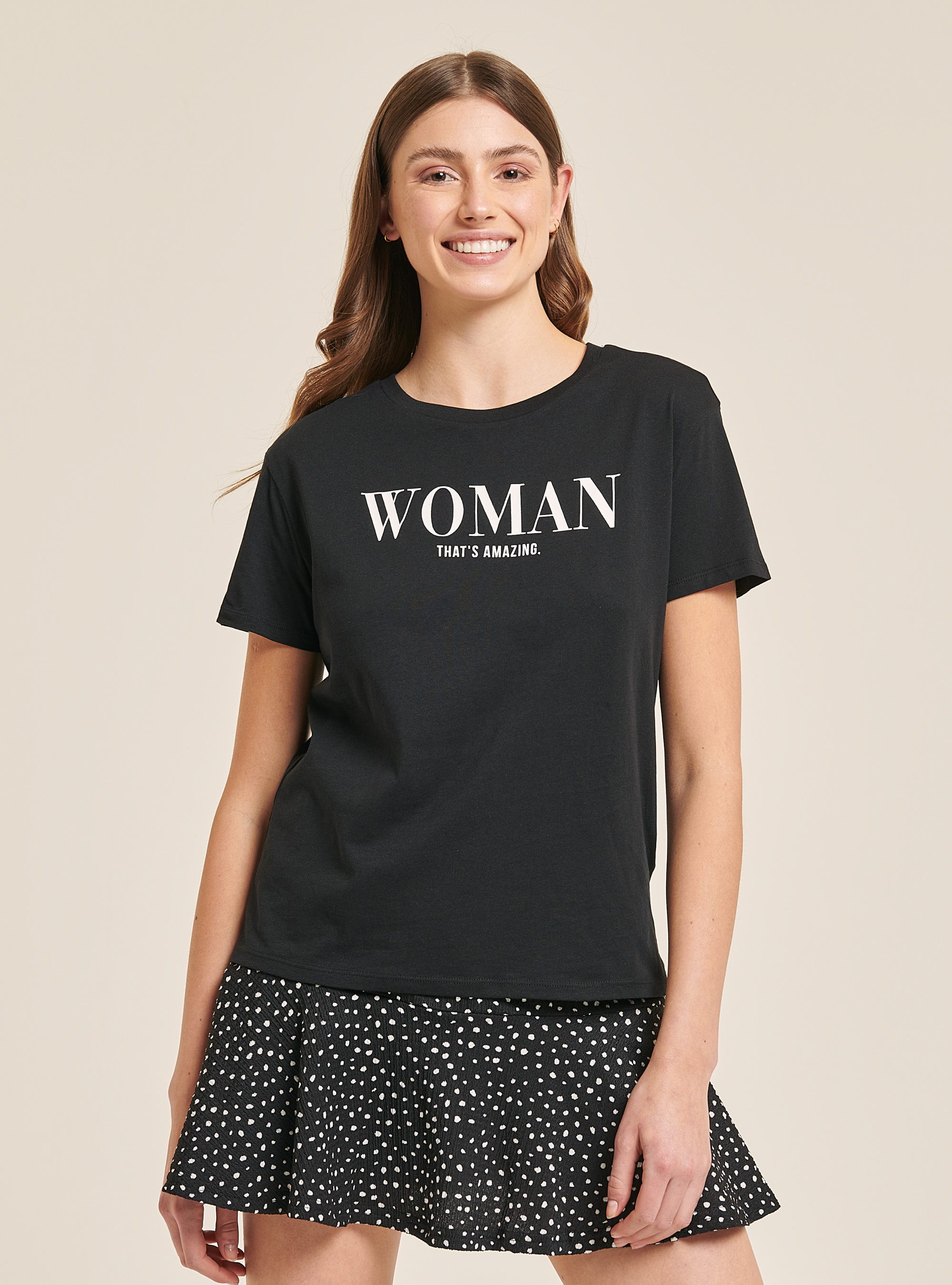 T-shirt avec imprim&eacute; sur le devant, C101 BLACK