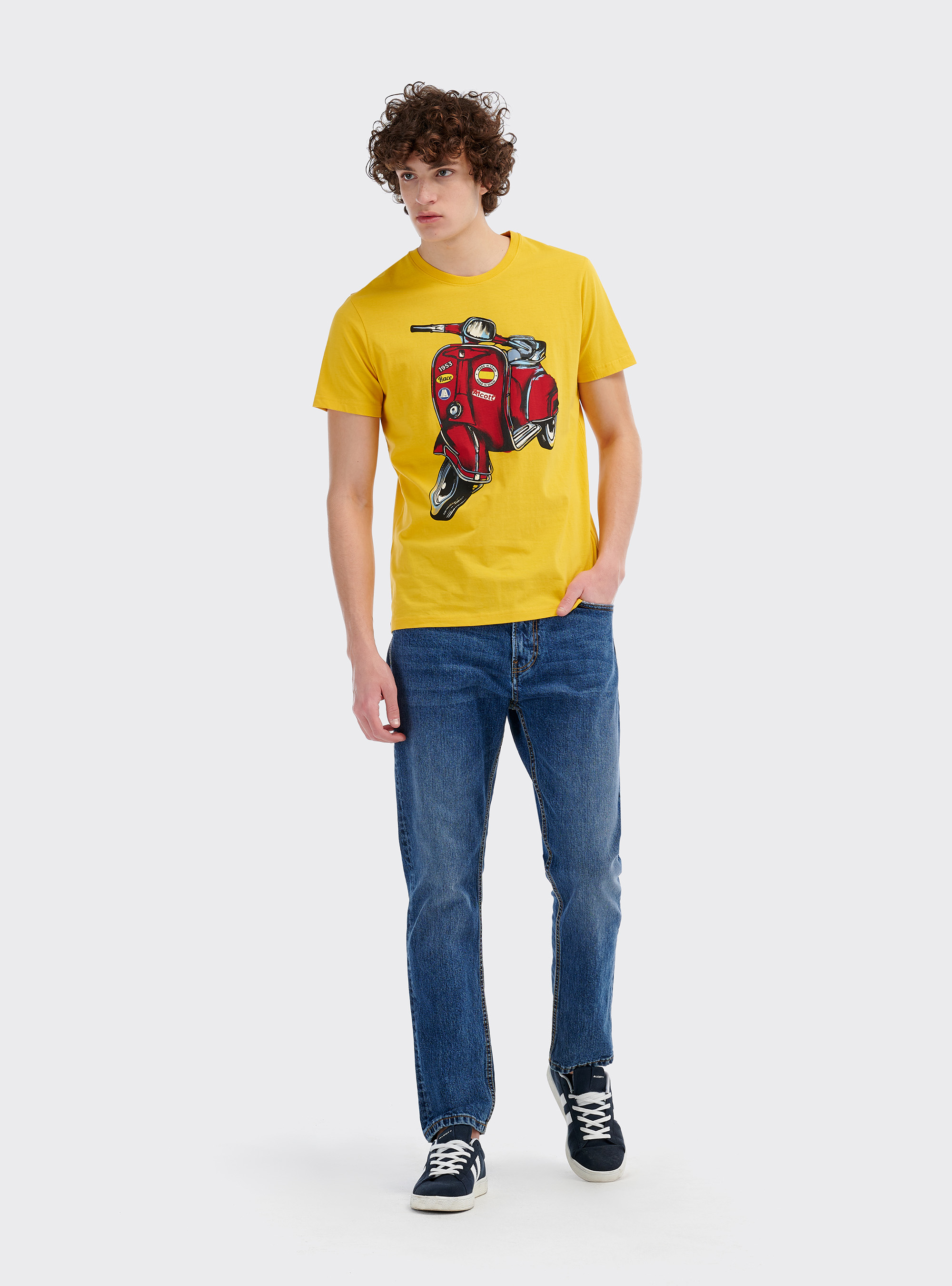 Maglietta con stampa vespa e logo Alcott, C7713 YELLOW