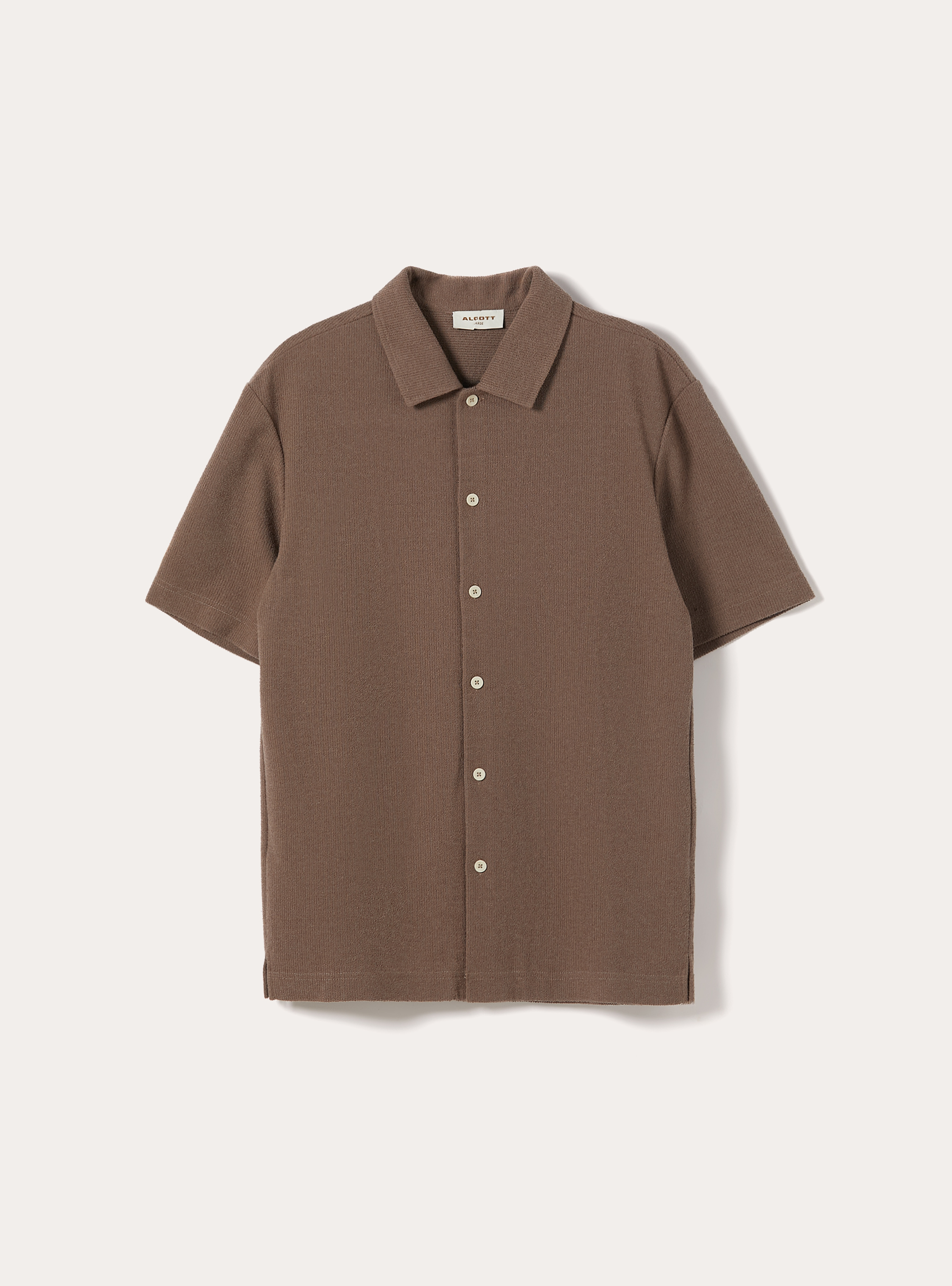 Textured short-sleeved shirt, BR2 BROWN MEDIUM