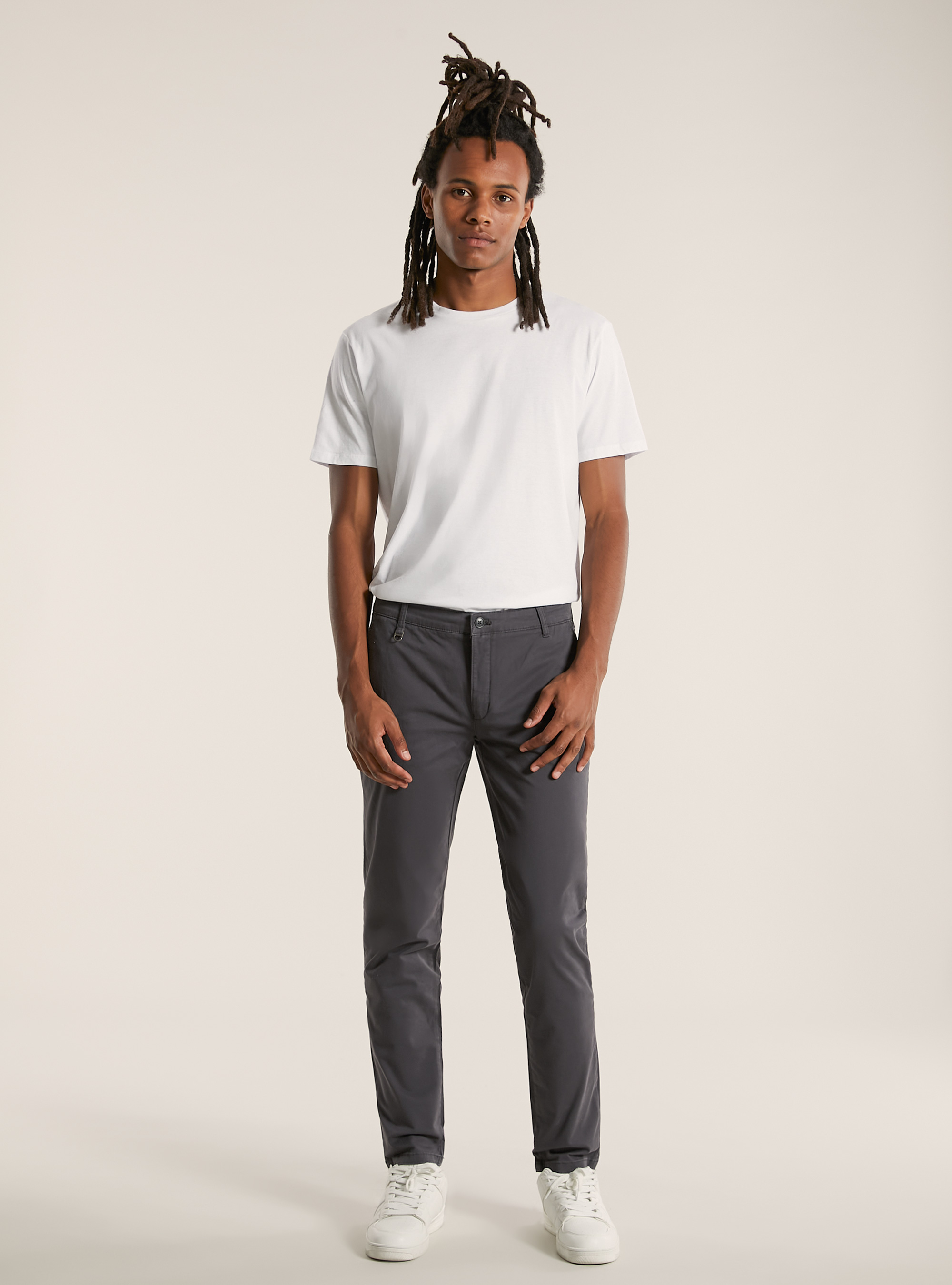 Skinny Fit Chinohose aus Stretch-Twill, GY1 GREY DARK