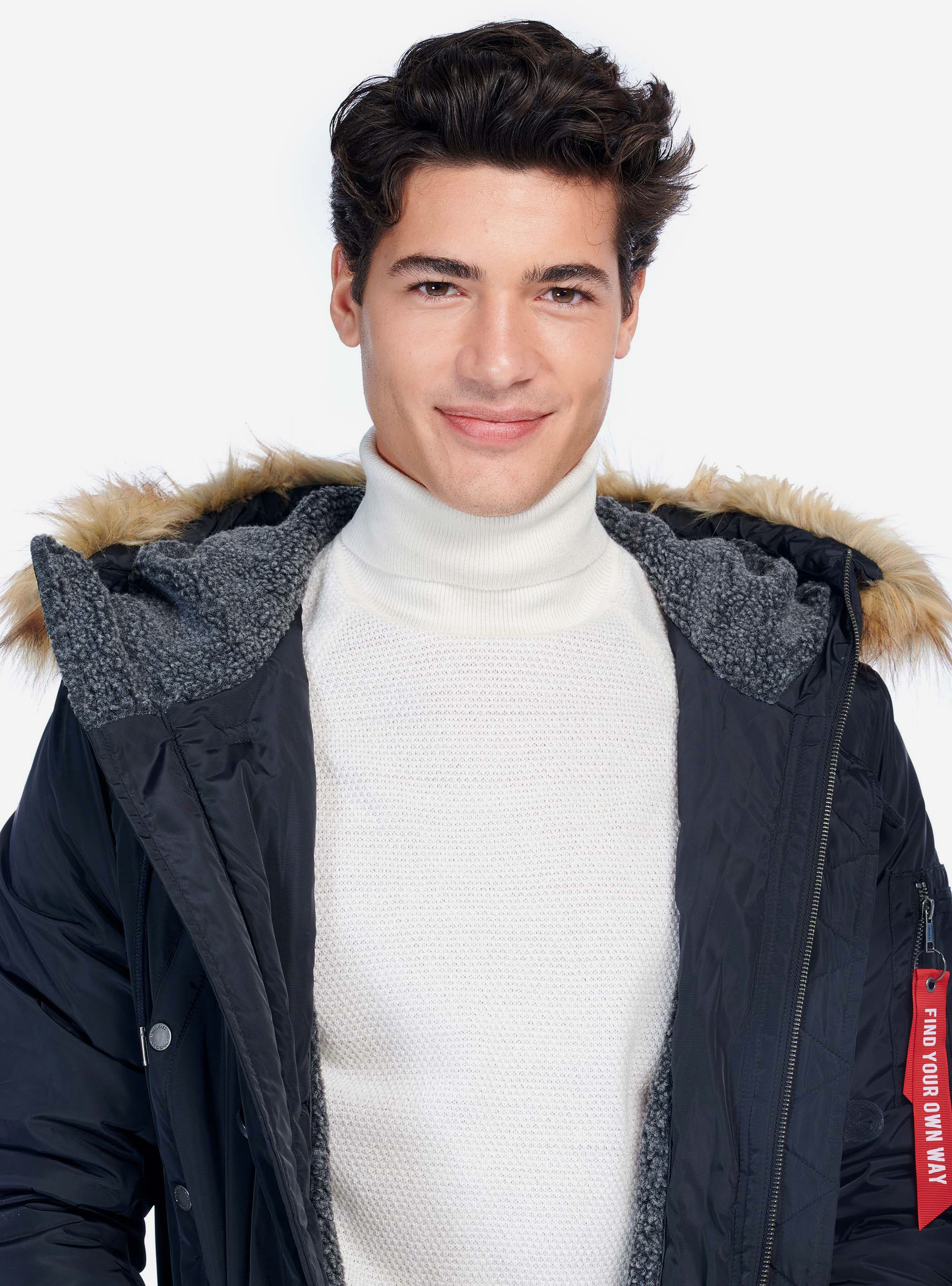 PARKA WITH ZIP ON SLEVEE, BLACK