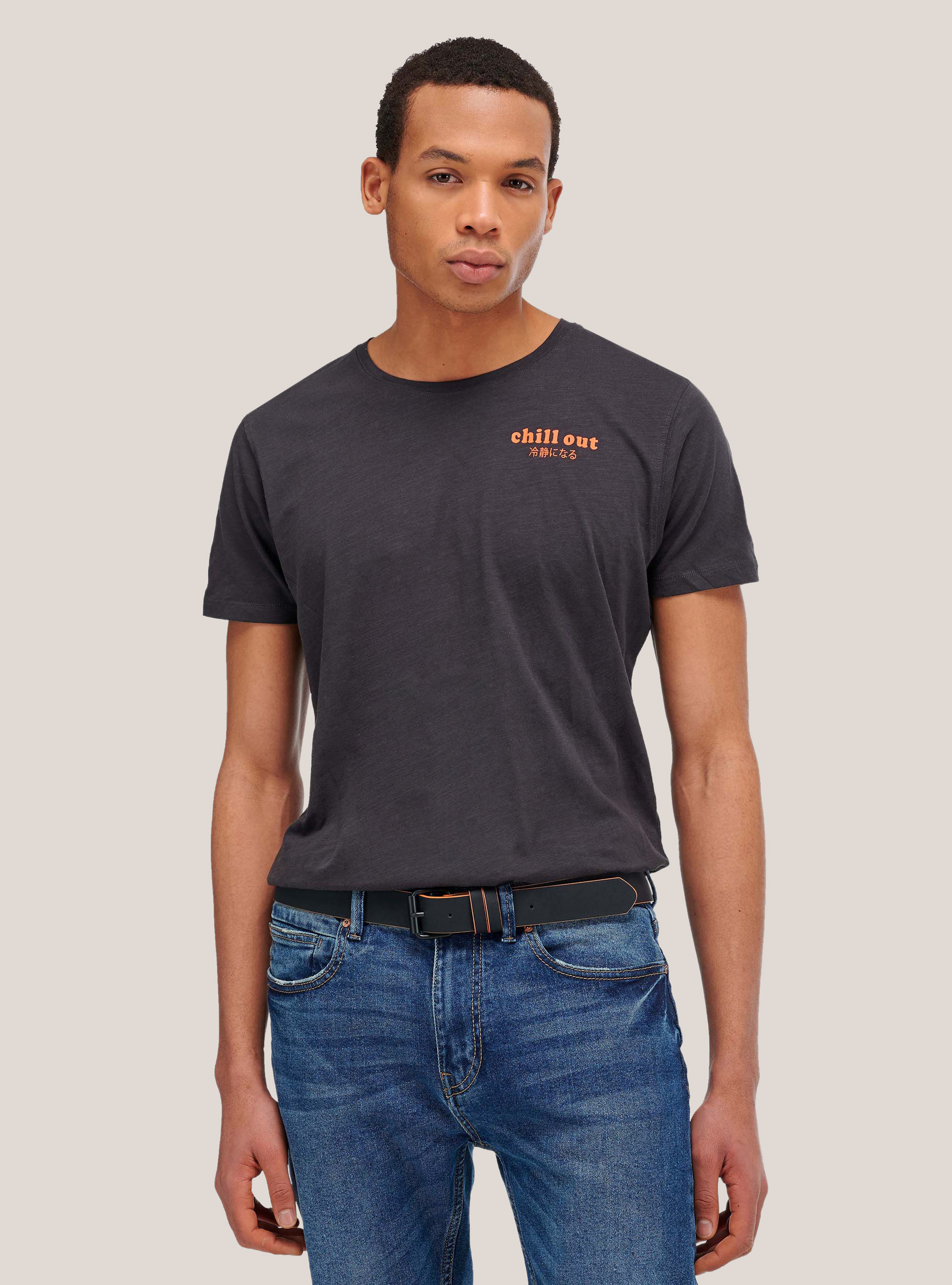 Cintura in ecopelle con dettagli a contrasto, NERO