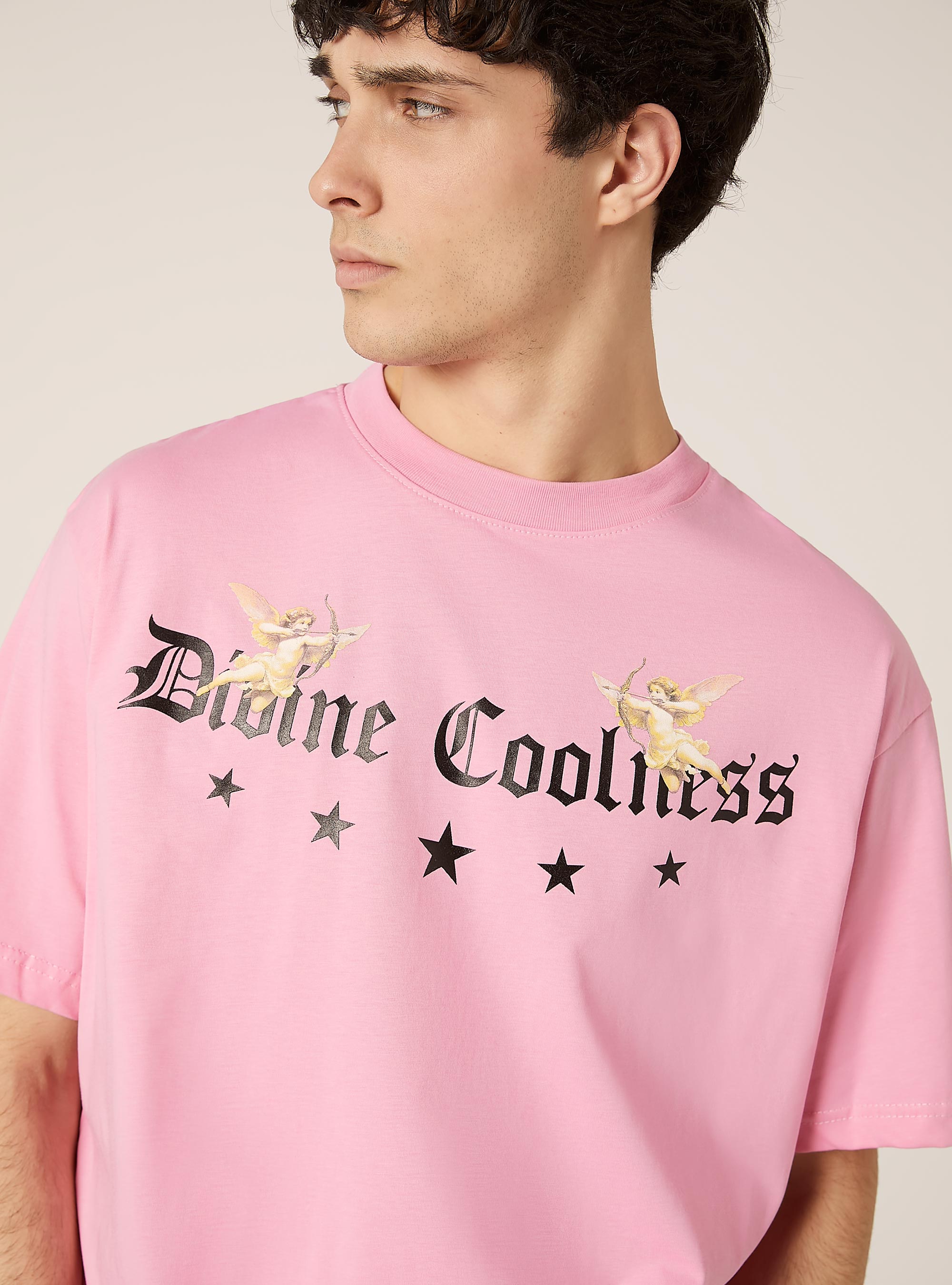 Boxy fit T-shirt with print, PK2 PINK MEDIUM