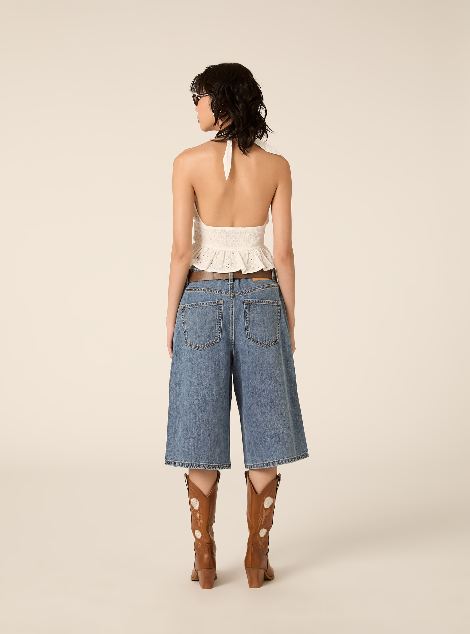 Blusa top in sangallo, WH2 WHITE