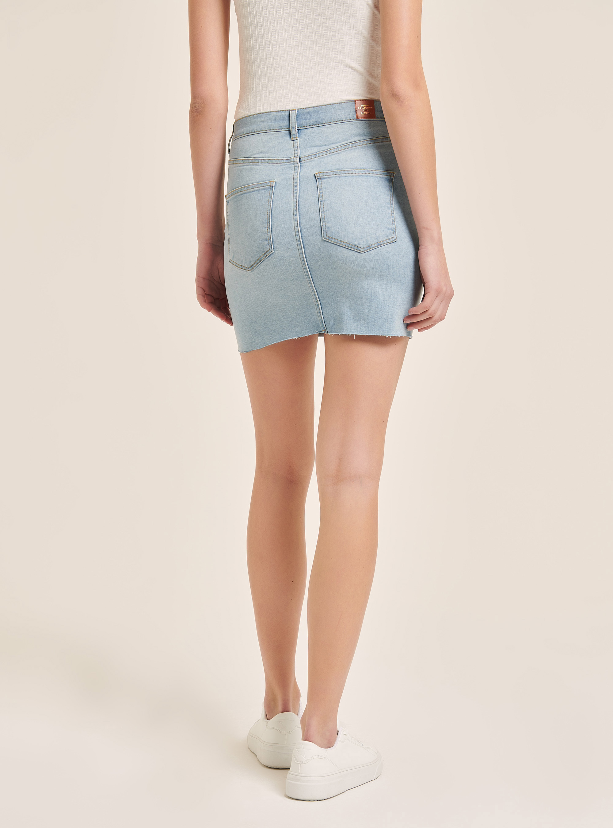 Gonna mini denim stretch, AZZURRO