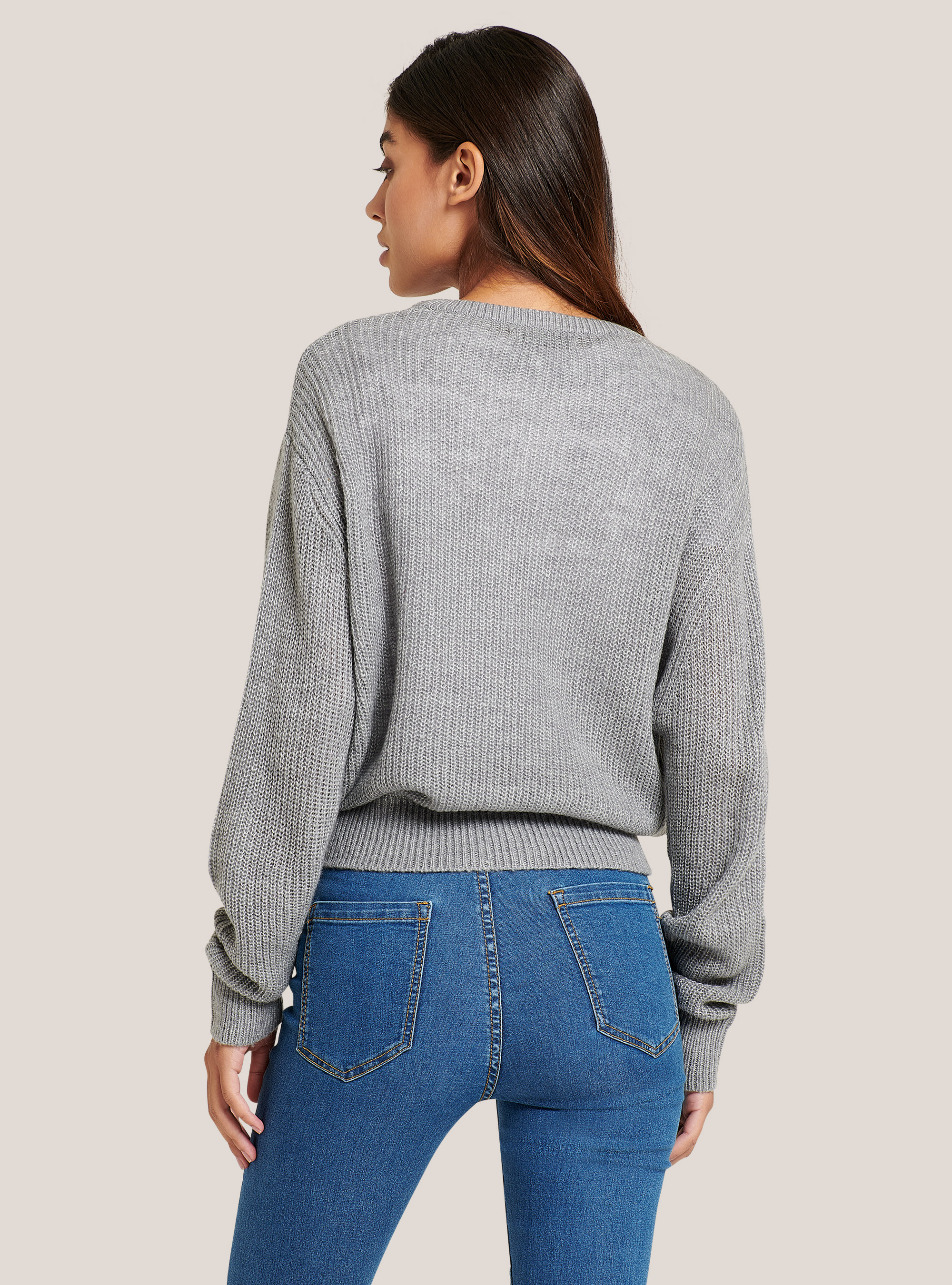 Unifarbener Rundhalspullover, C146 GREY MEL