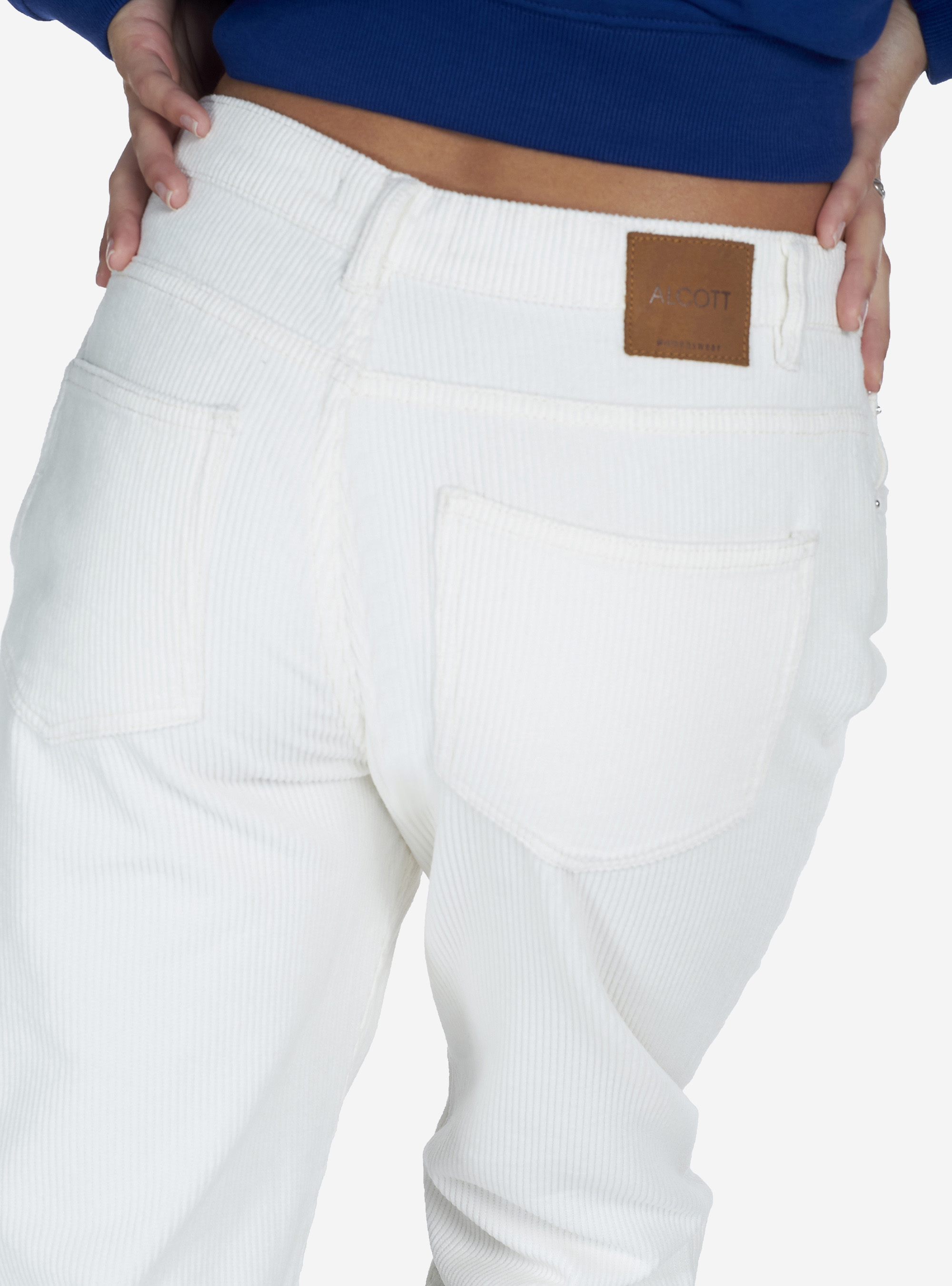 RIBBED VELVET PANTS, OFF-WHITE