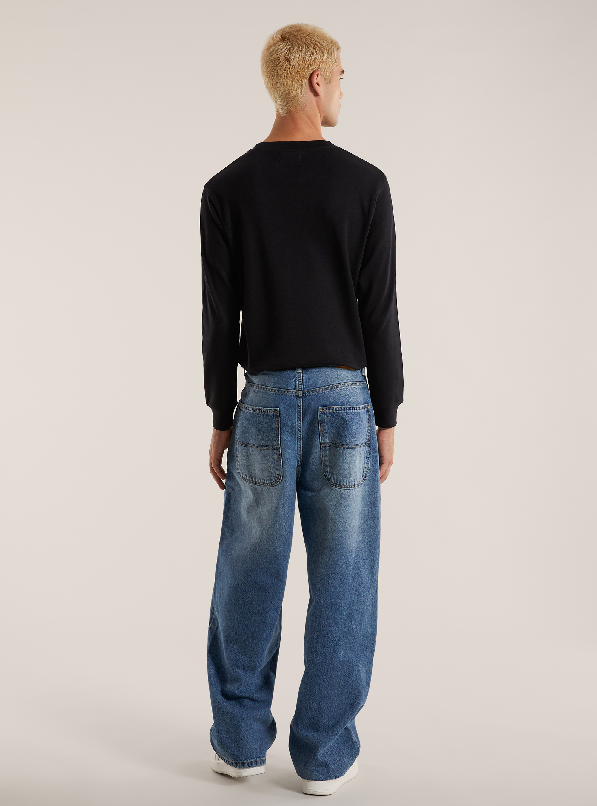 Jean patine de coupe ample, D004 MEDIUM LIGHT BLUE