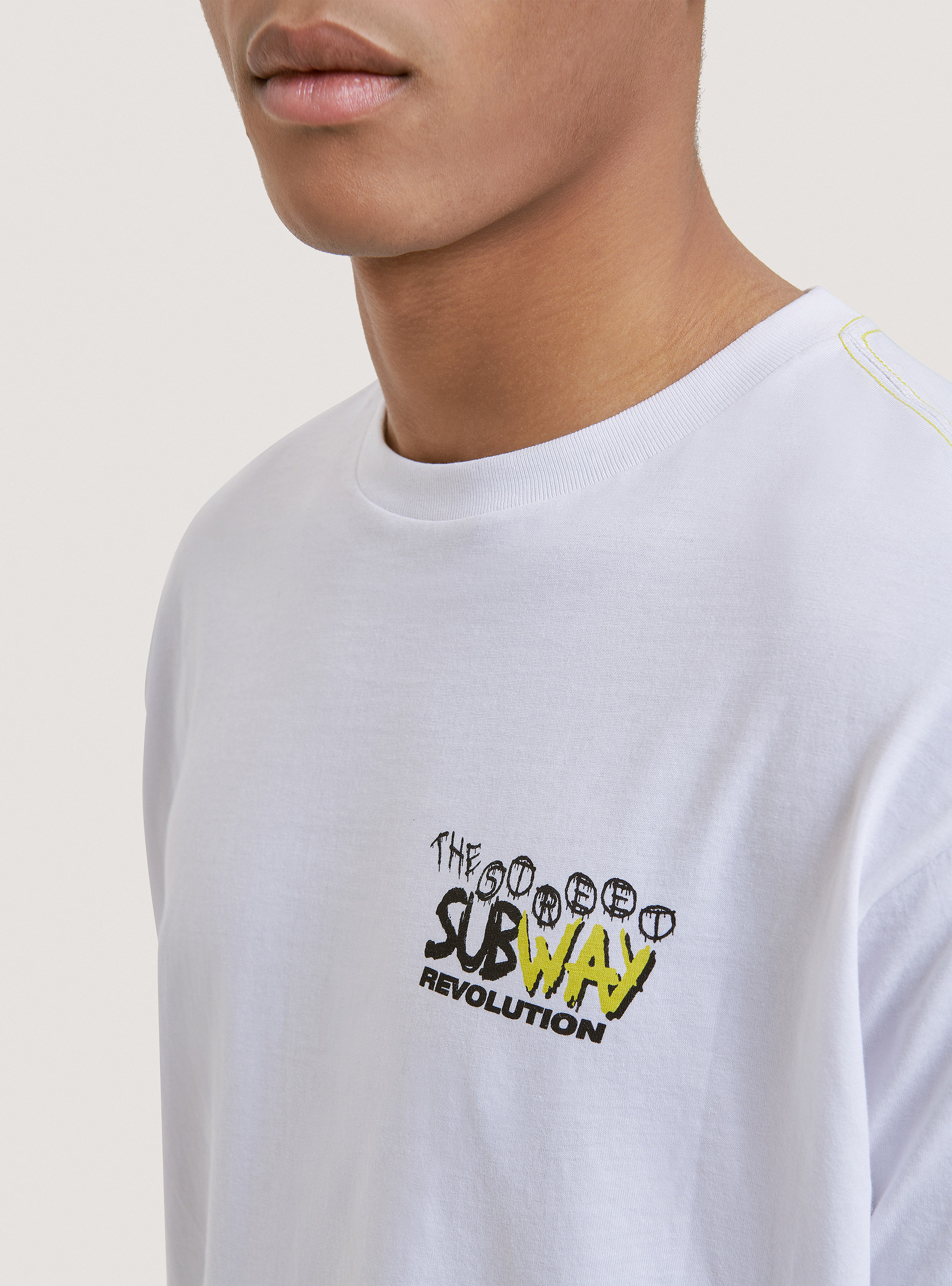 Cotton T-shirt with print, WHITE