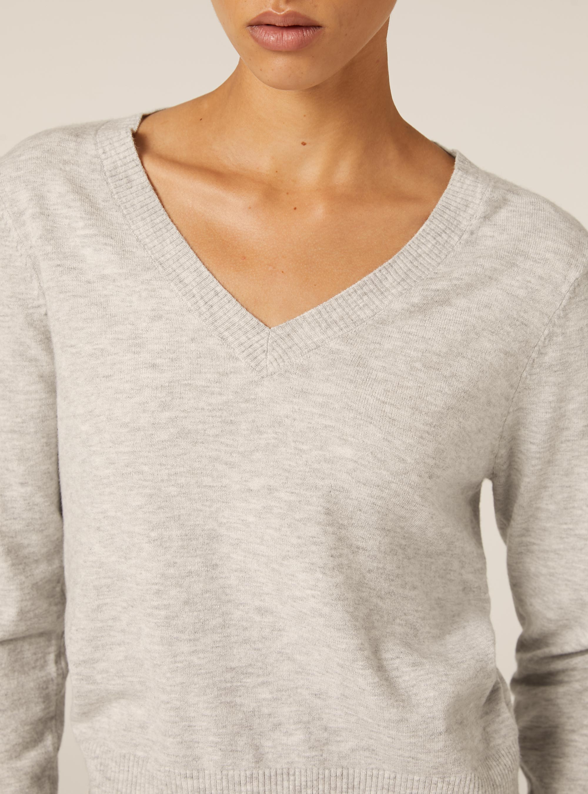 Boxy fit V-neck pullover, MGY2 GREY MEL MEDIUM