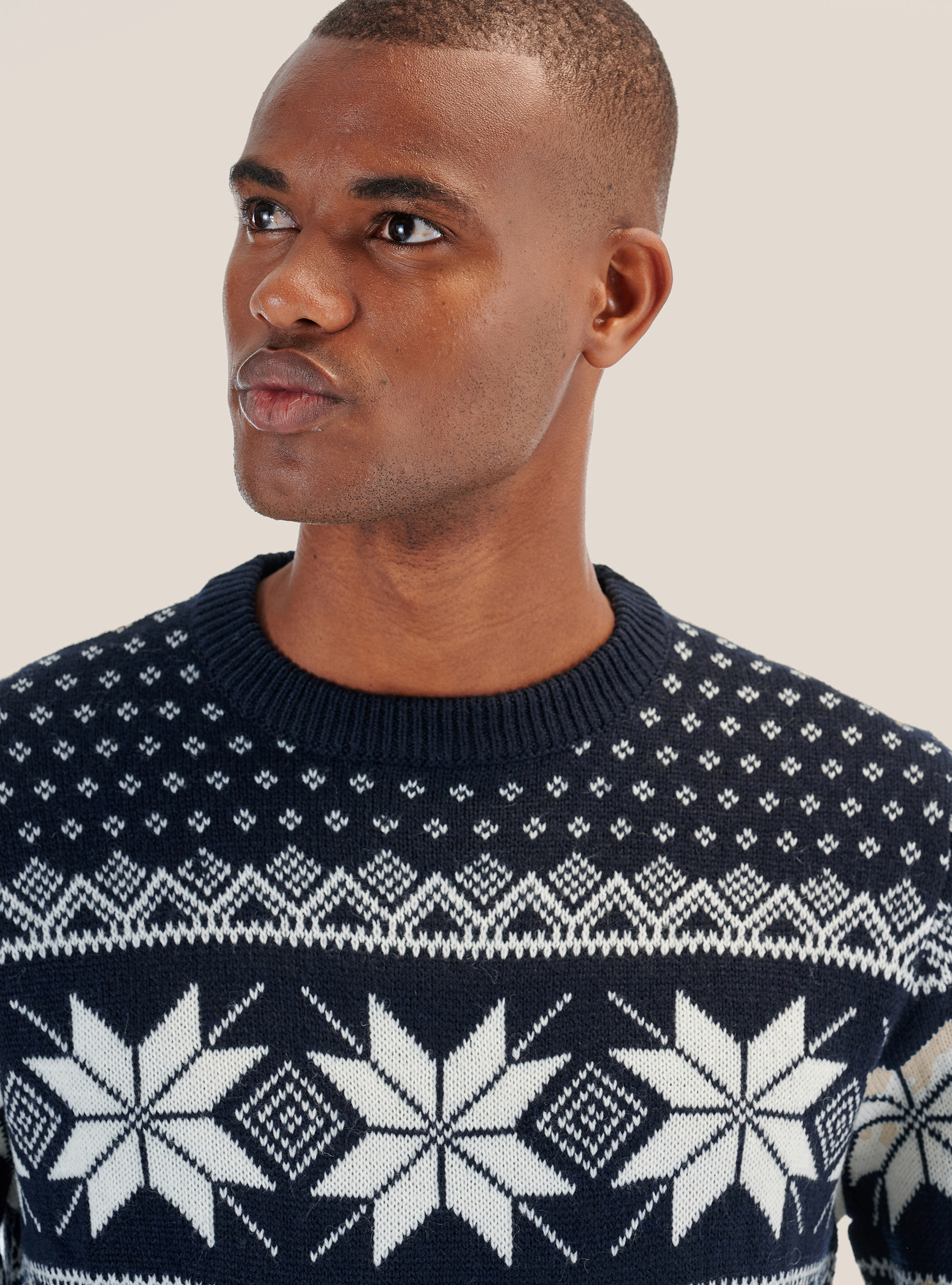 Christmas pullover in wool blend, BLUE NAVY