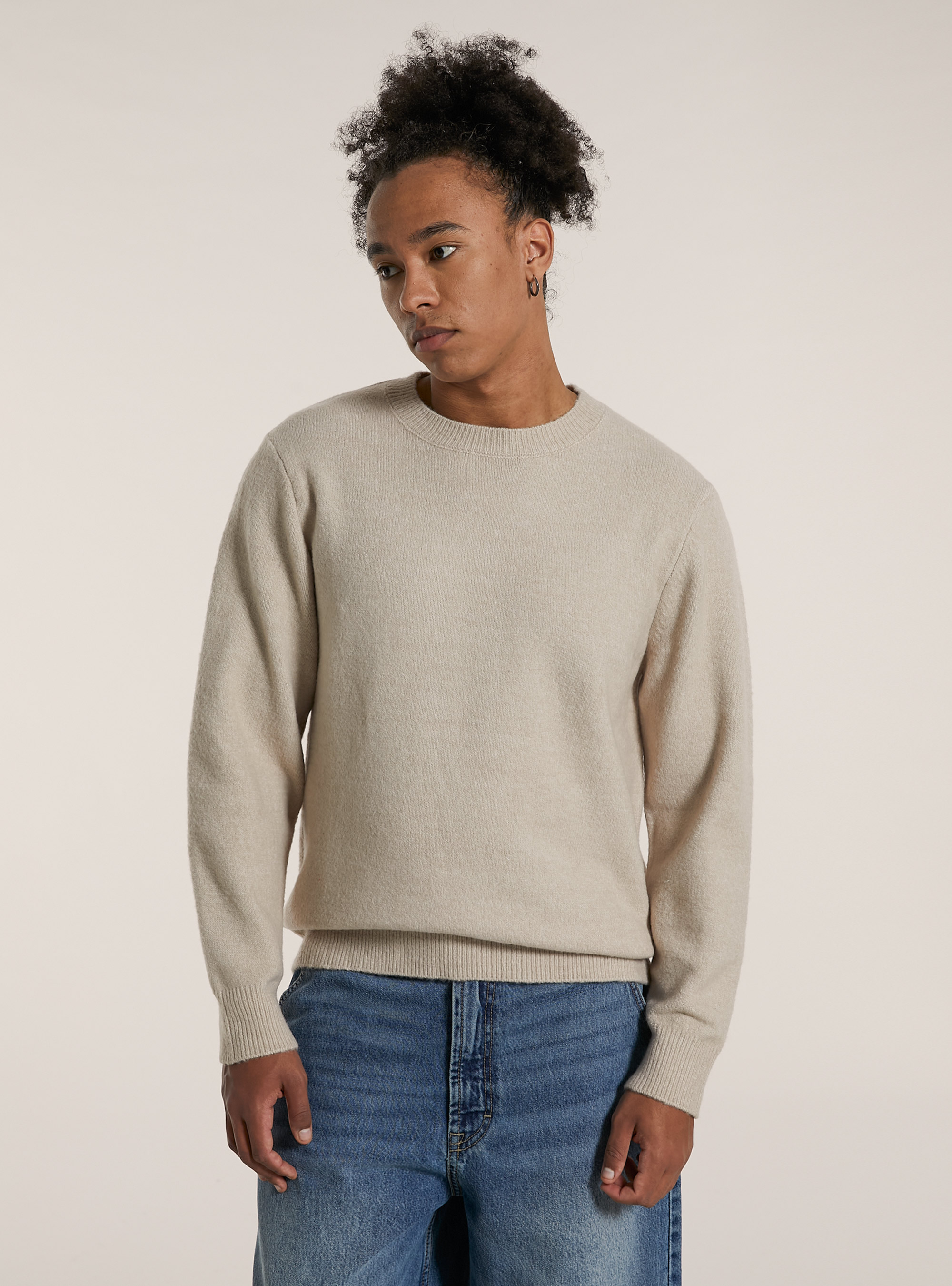 Pullover girocollo, MBG2 BEIGE MEL MED