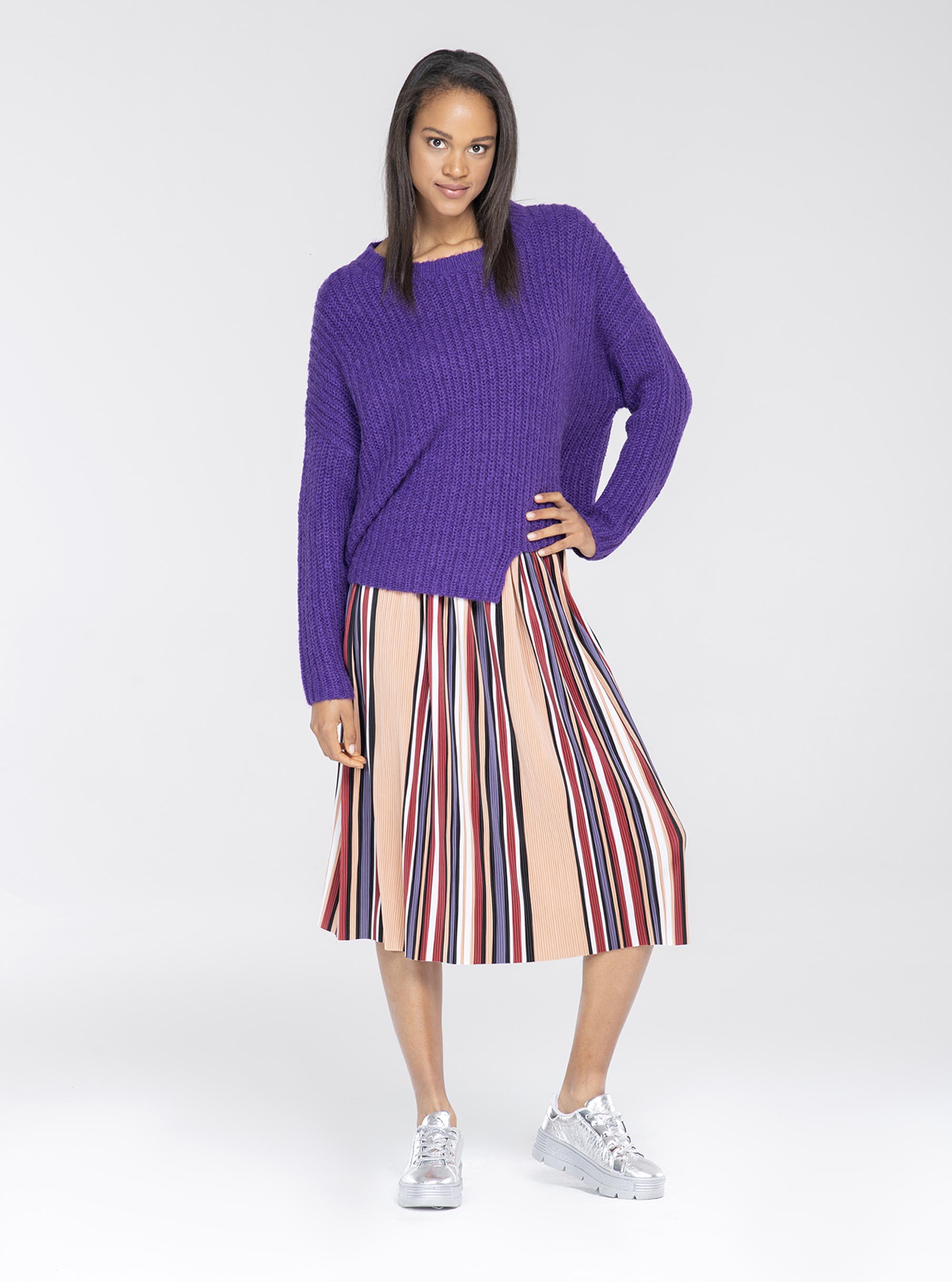 Pullover fondo tagliato, C4414 VIOLET