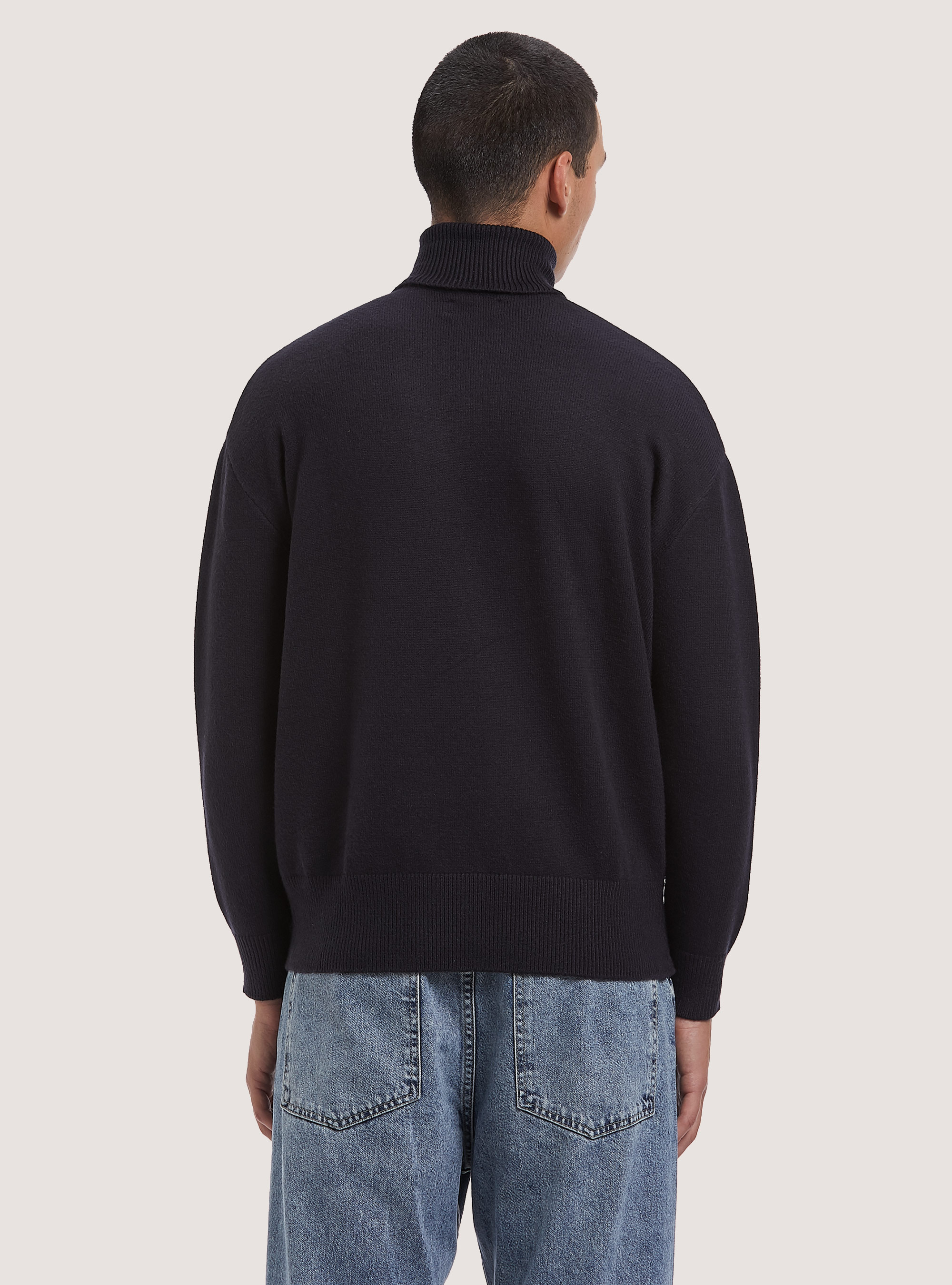 Pullover morbido collo alto boxy fit elasticizzato, NA1 NAVY DARK