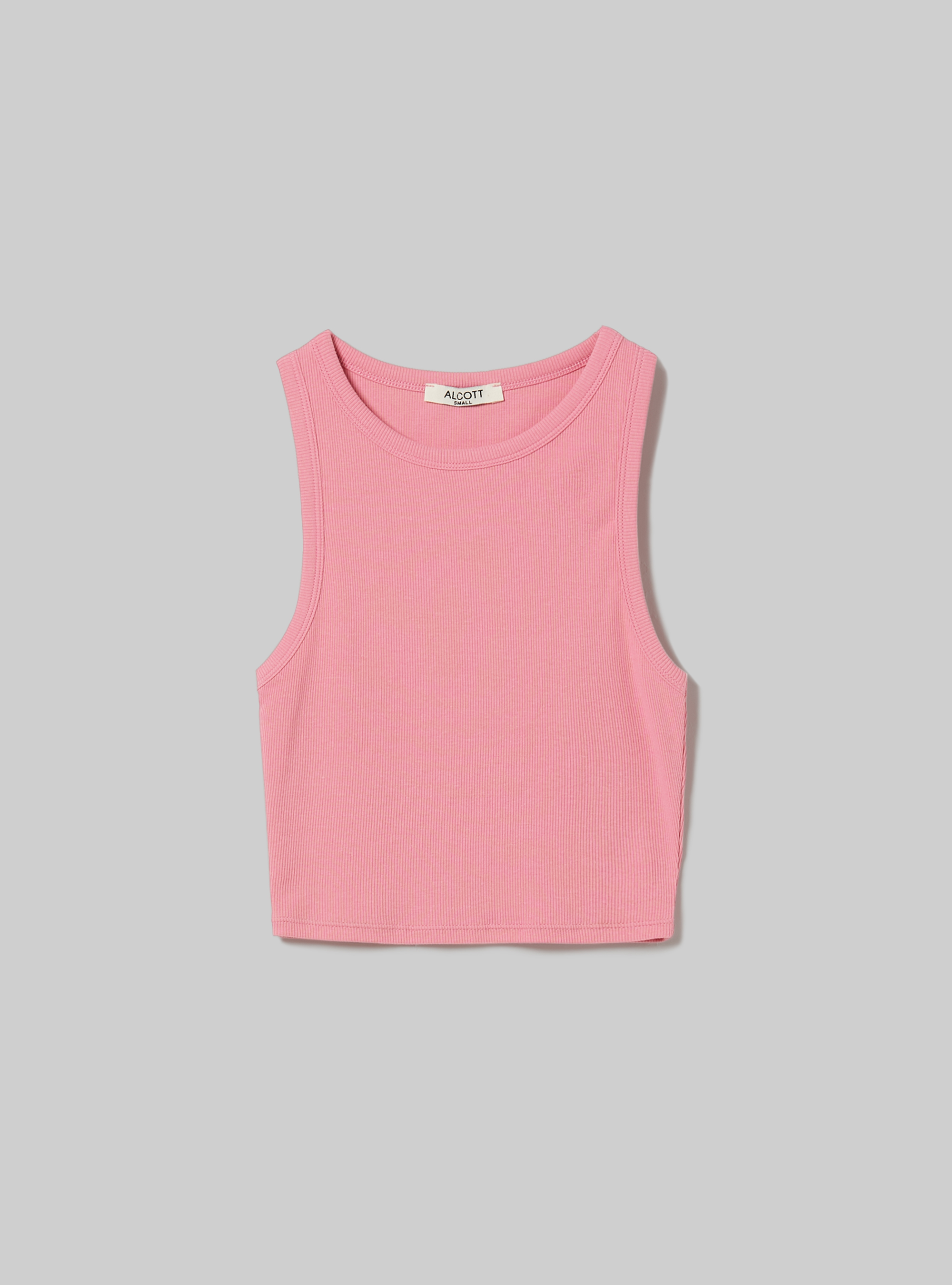 Cropped cotton tank top, PK2 PINK MEDIUM