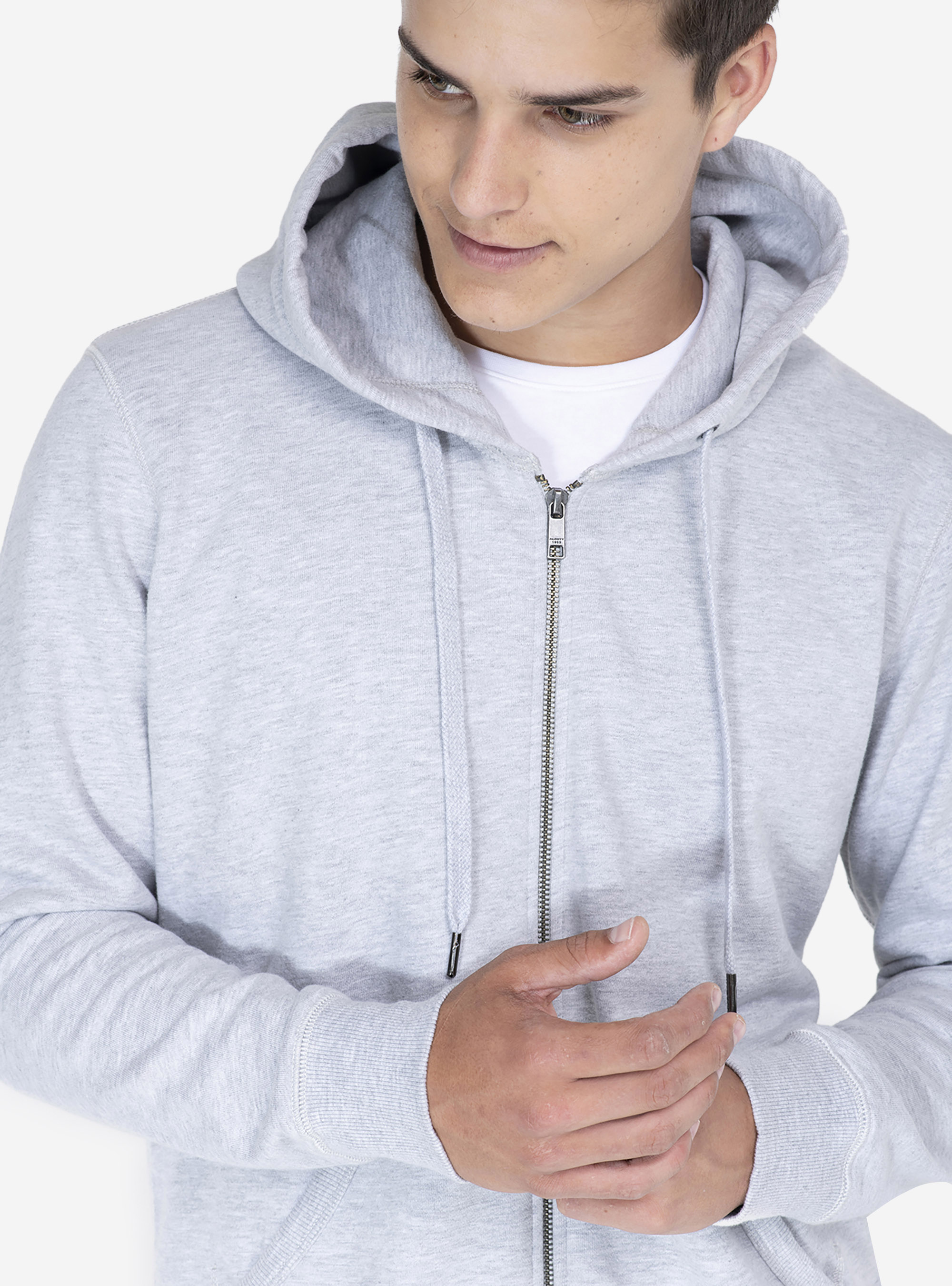 Sweat basique avec capuche, C143 LIGHT GREY M