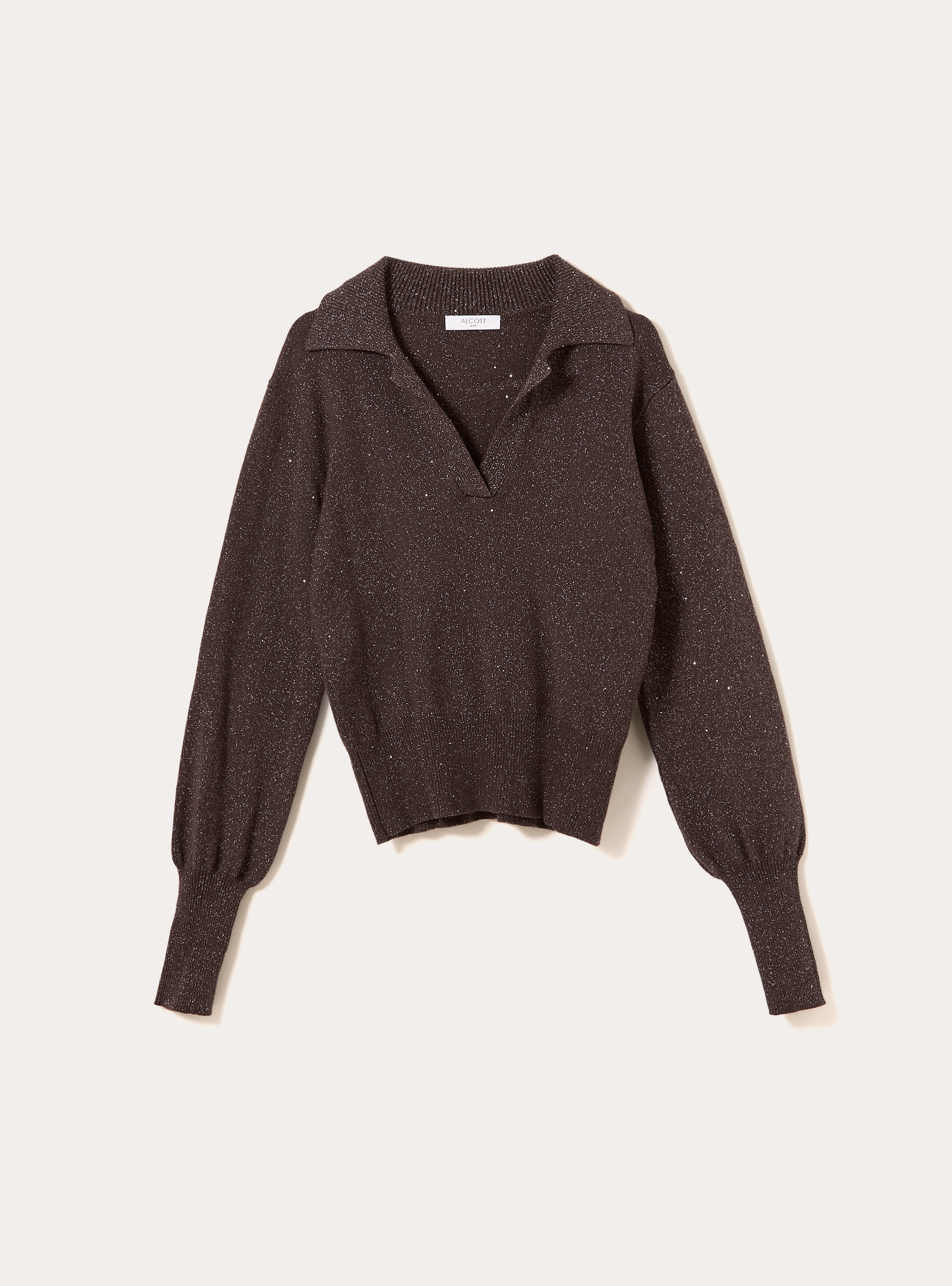 Maglia polo con effetto brillantini, BR1 BROWN DARK