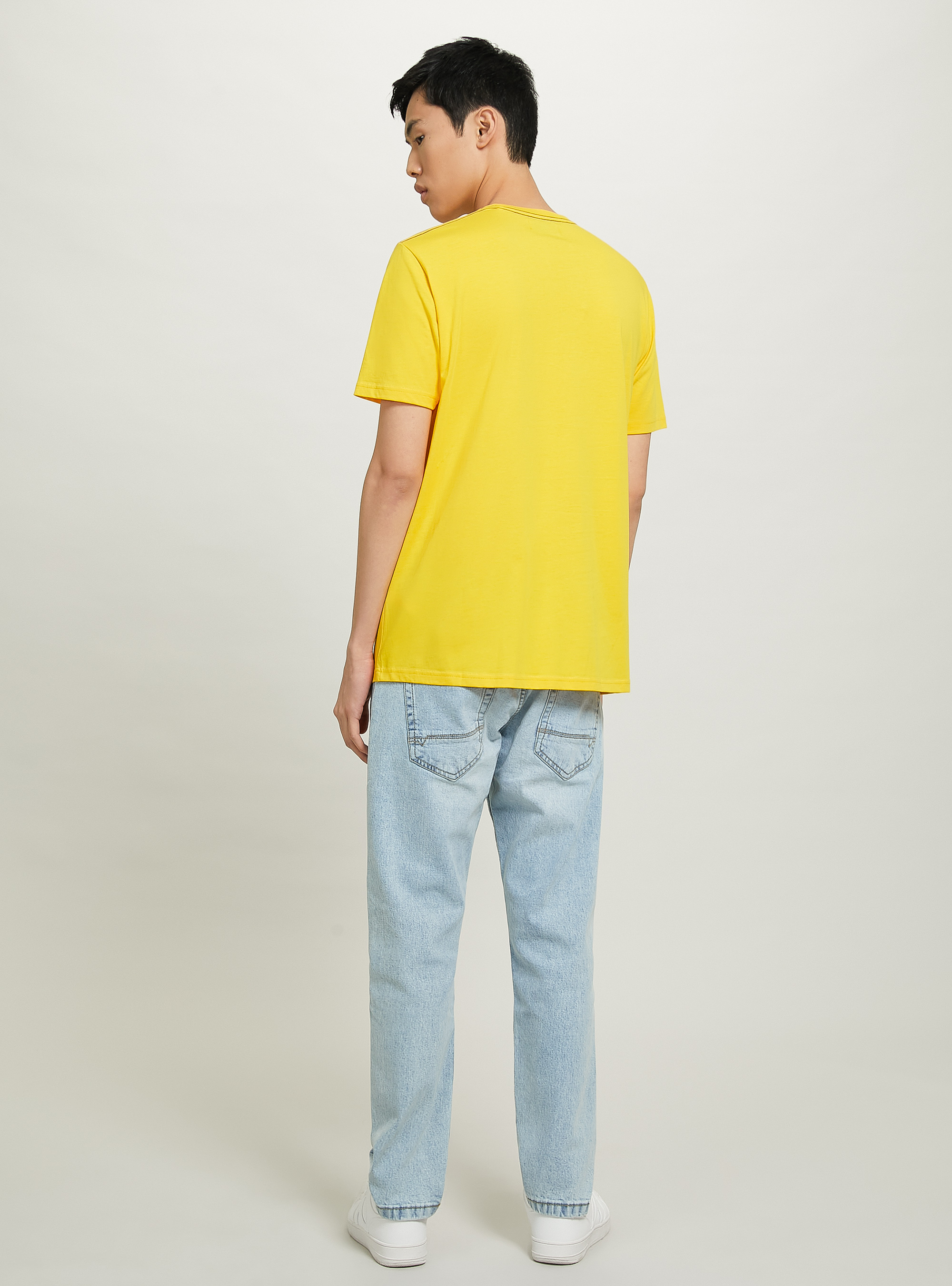 Cotton T-shirt with print, C7704 YELLOW