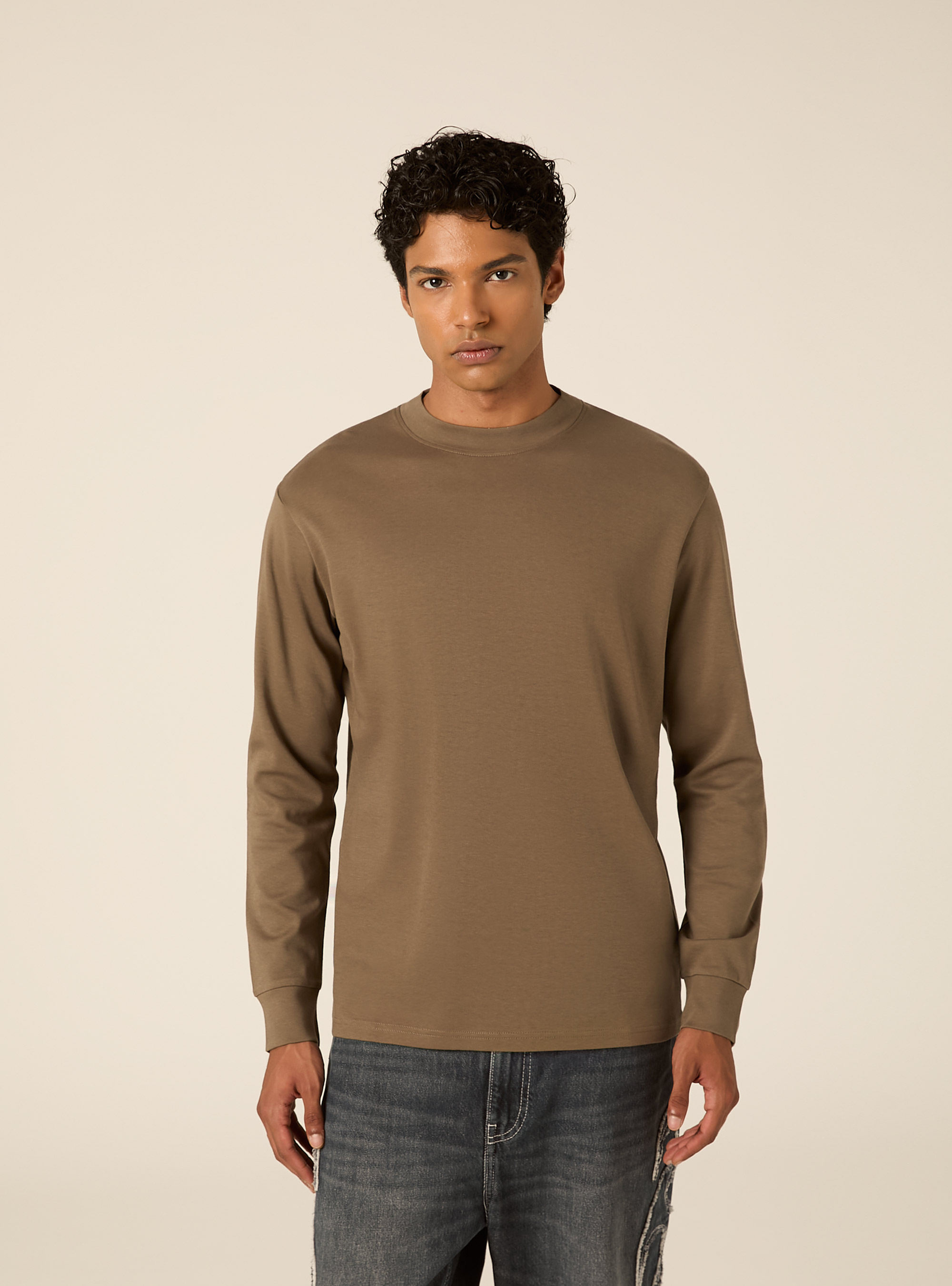 Maglia girocollo maniche lunghe interlock, KAKY MEDIO