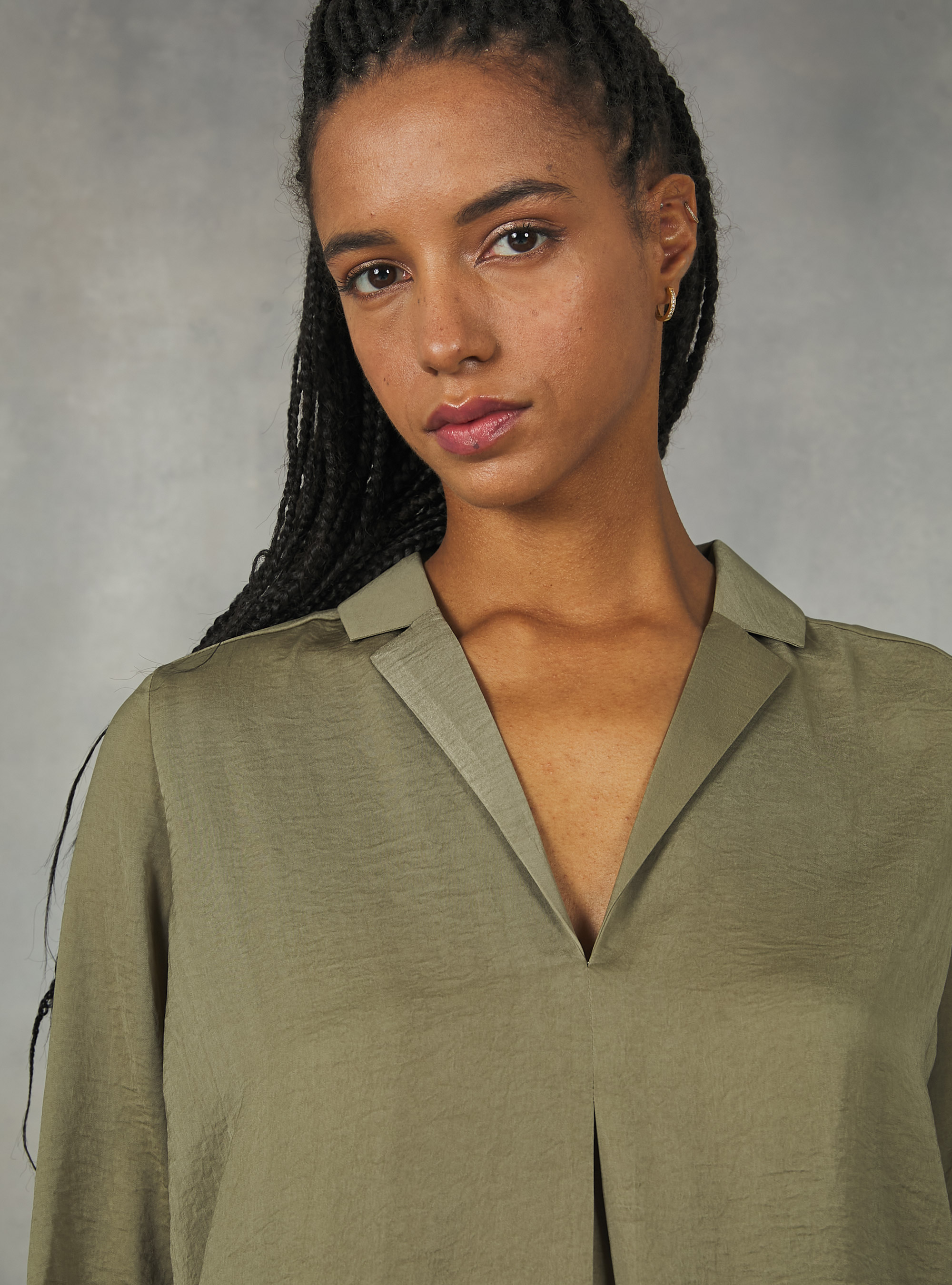 Chemisier uni avec encolure à revers, KY2 KAKY MEDIUM