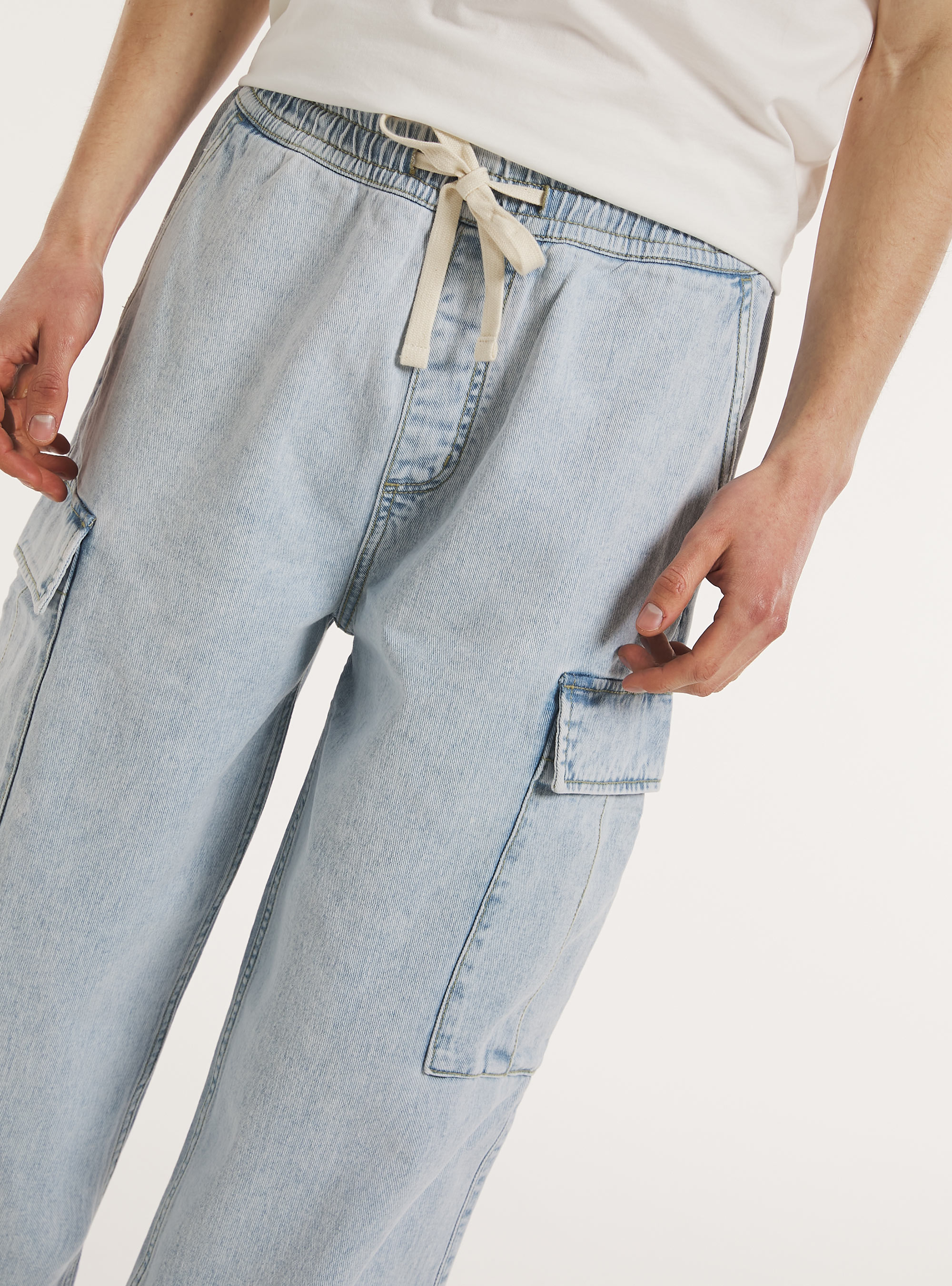 Cargo-Jogger aus Baggy Fit Denim, D006 AZURE