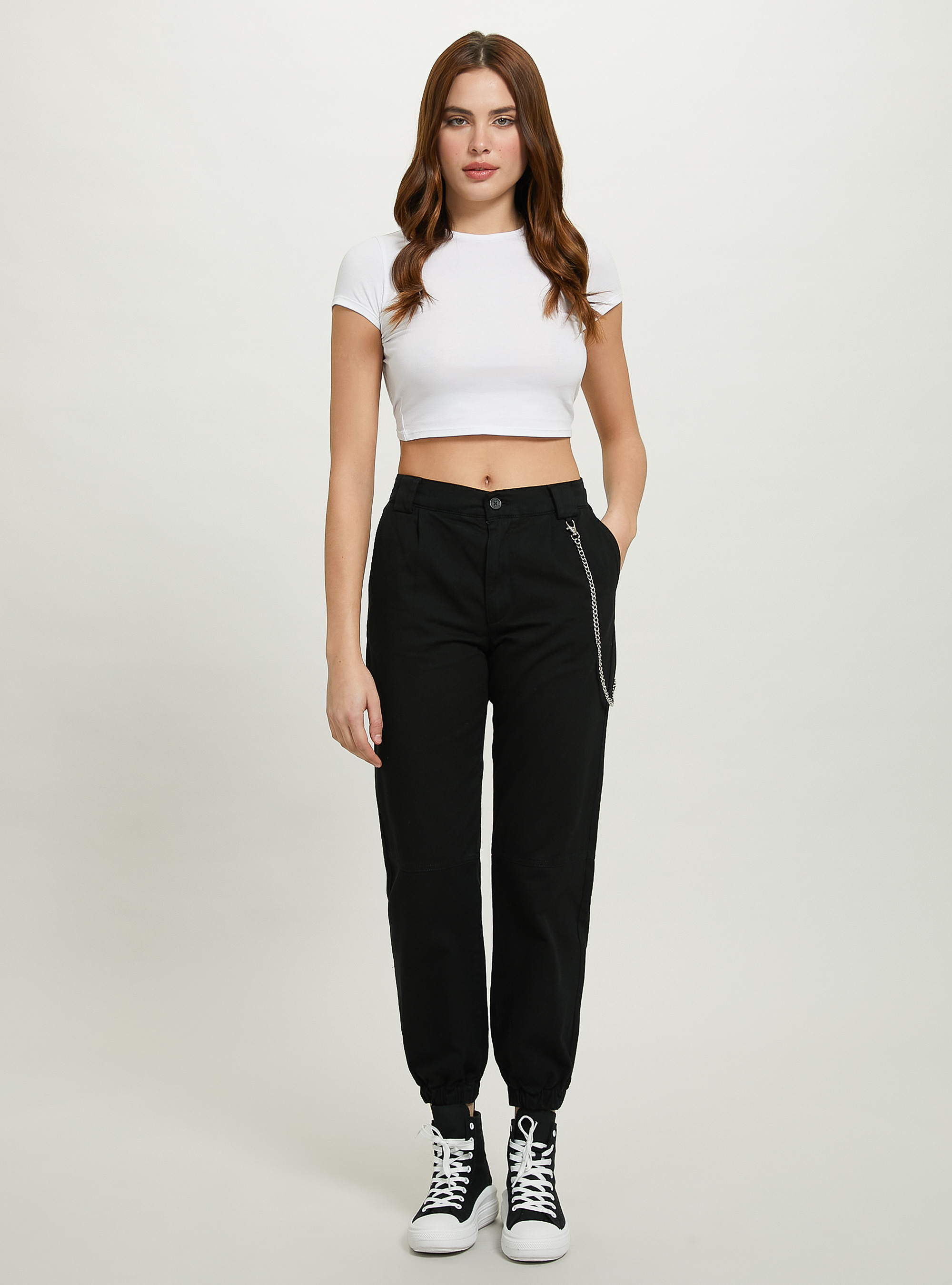 Jogger trousers with chain, BK1 BLACK