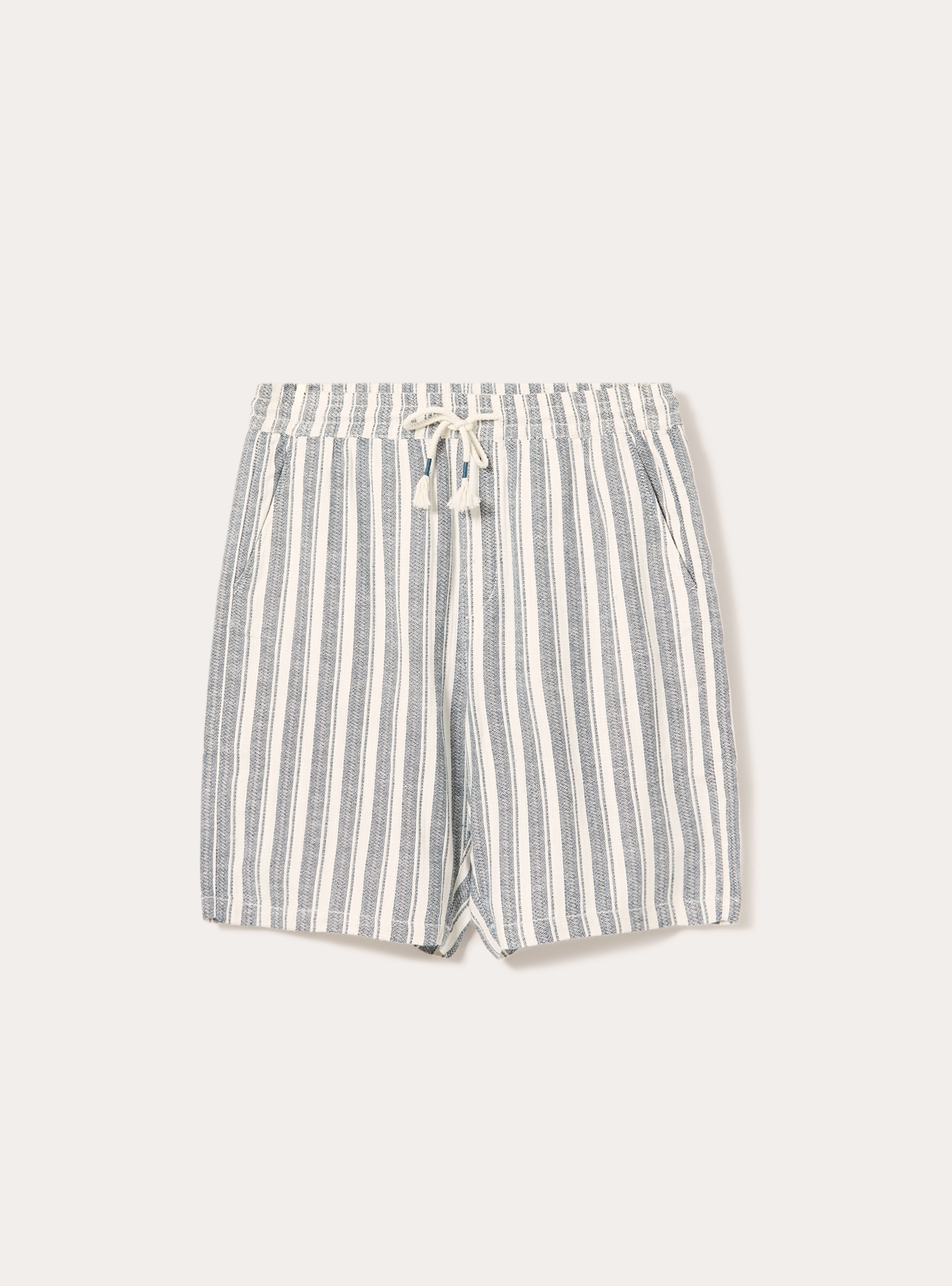 Bermuda de rayas en mezcla de lino, AZ3 AZURE LIGHT