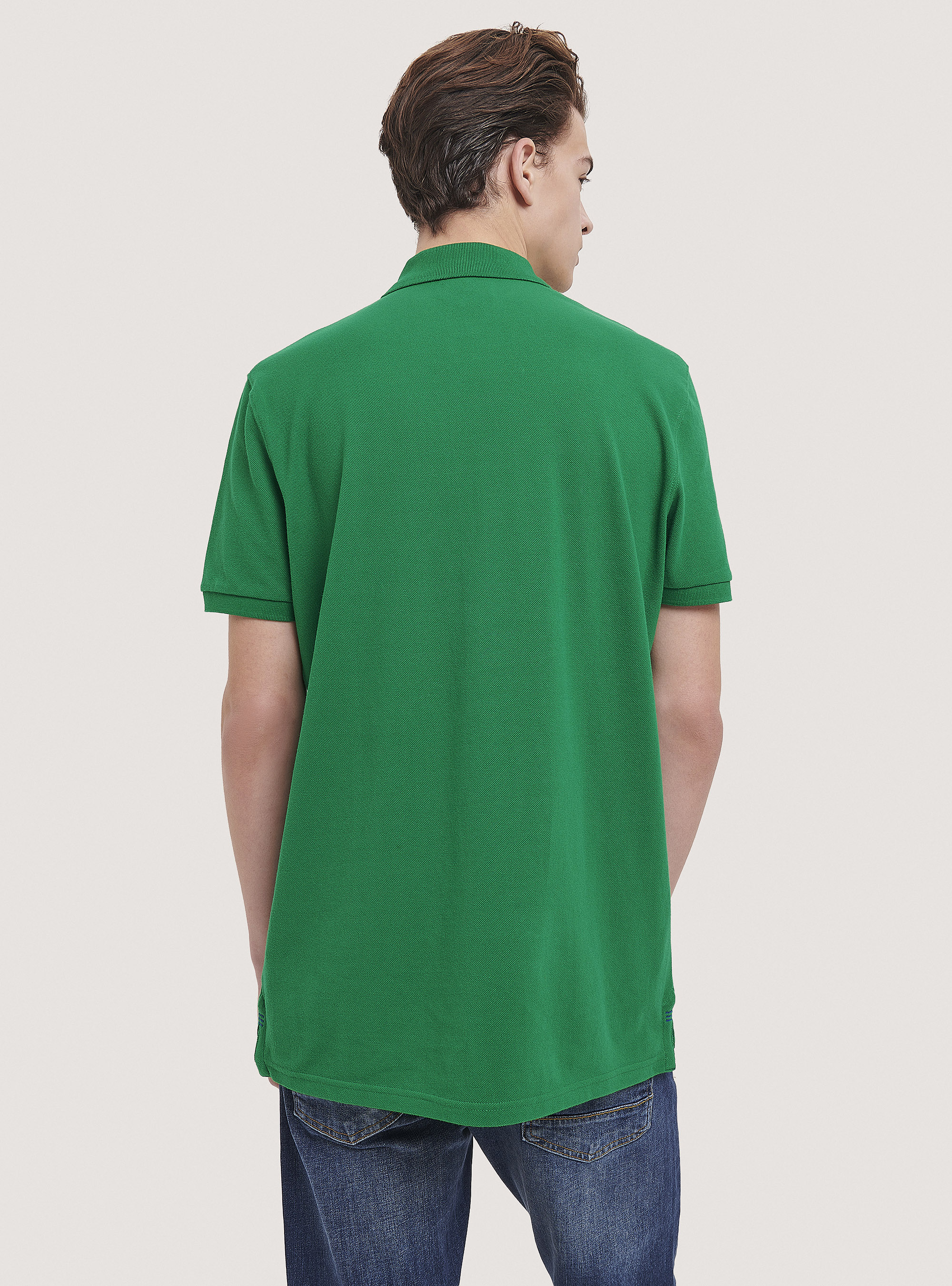Cotton pique polo shirt with embroidery, C0675 GREEN