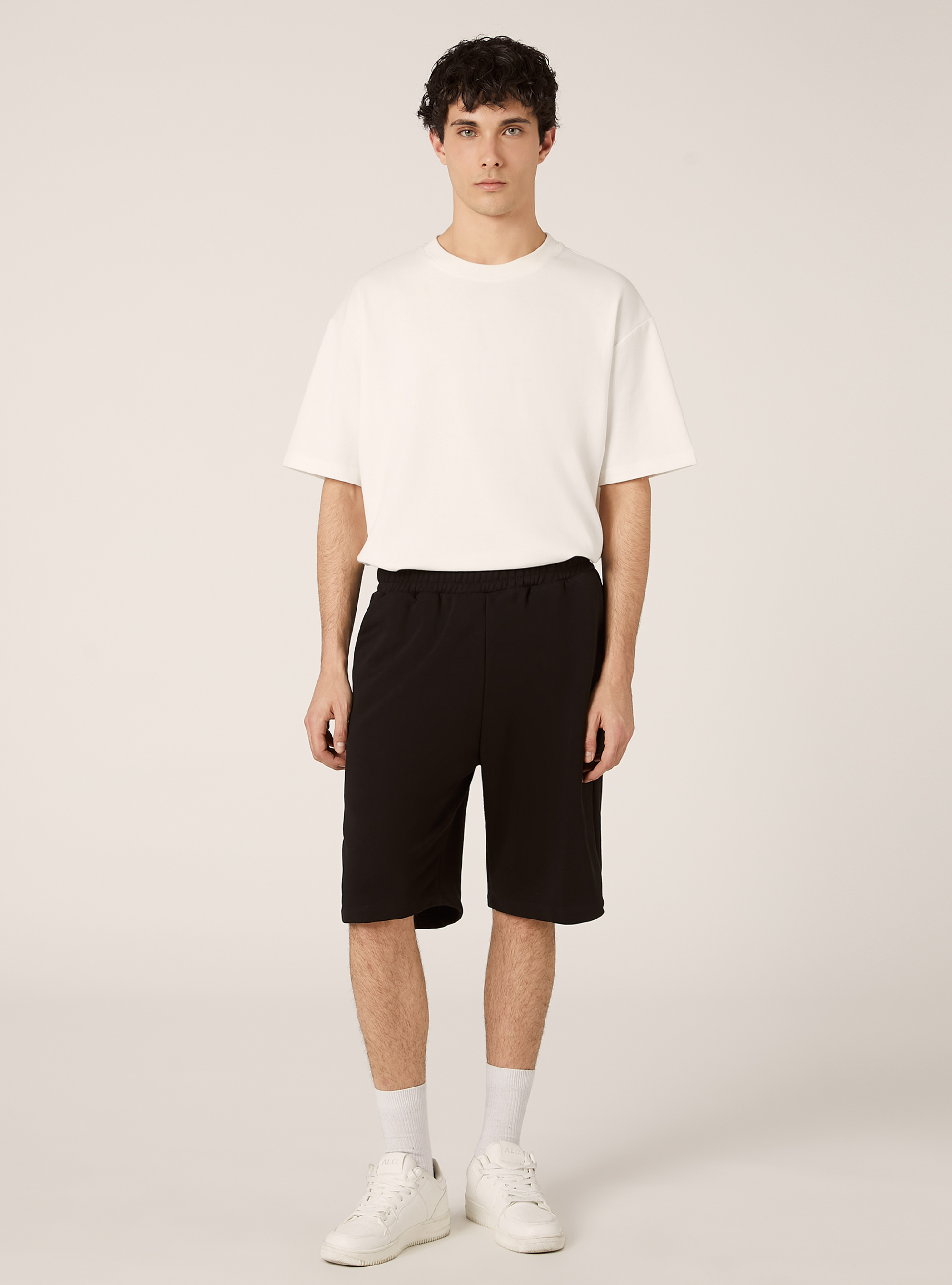 Bermuda loose fit in cotone, BK1 BLACK