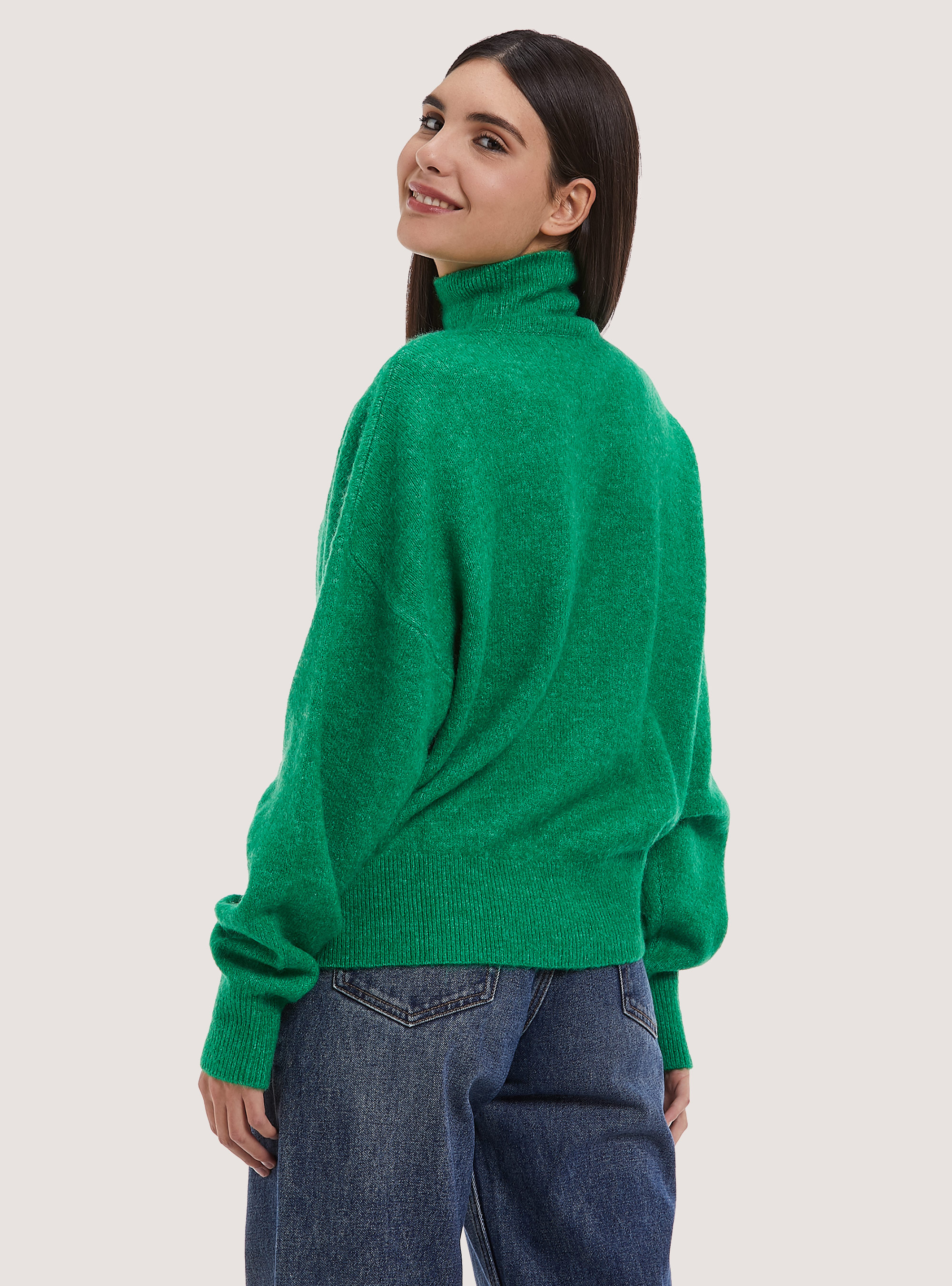 Pullover morbido collo alto comfort fit, GN2 GREEN MEDIUM