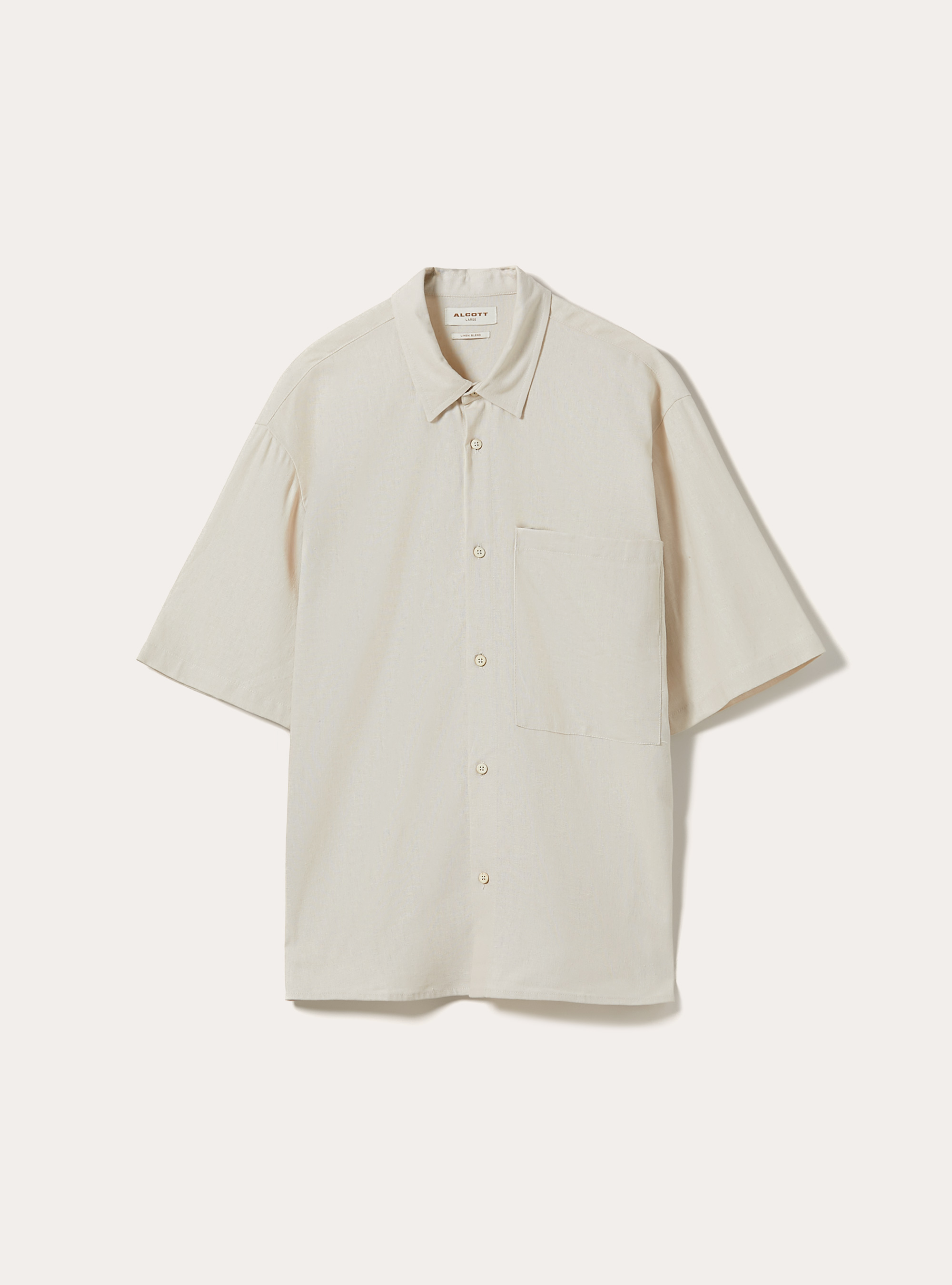 Linen Blend Shirt with Pocket, BG2 BEIGE MEDIUM