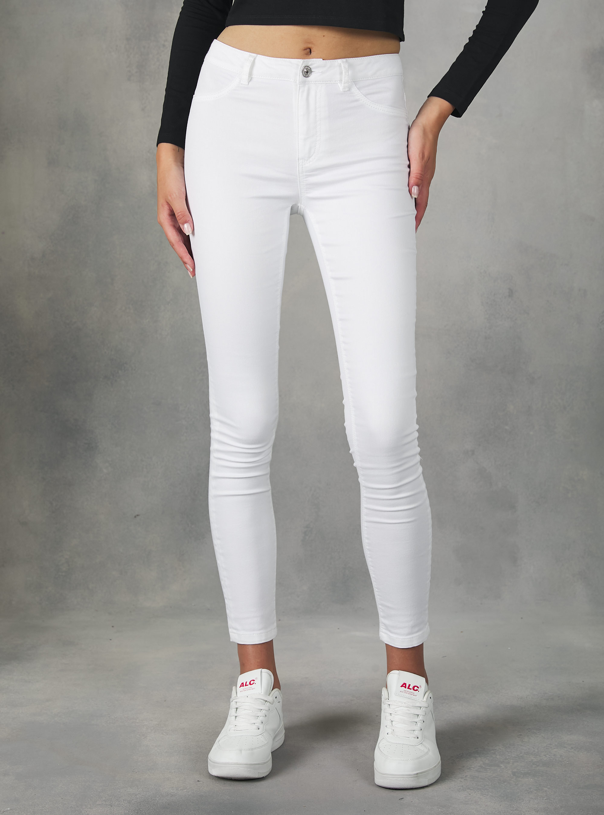 High-waisted super skinny jeans in stretch denim, D099 WHITE
