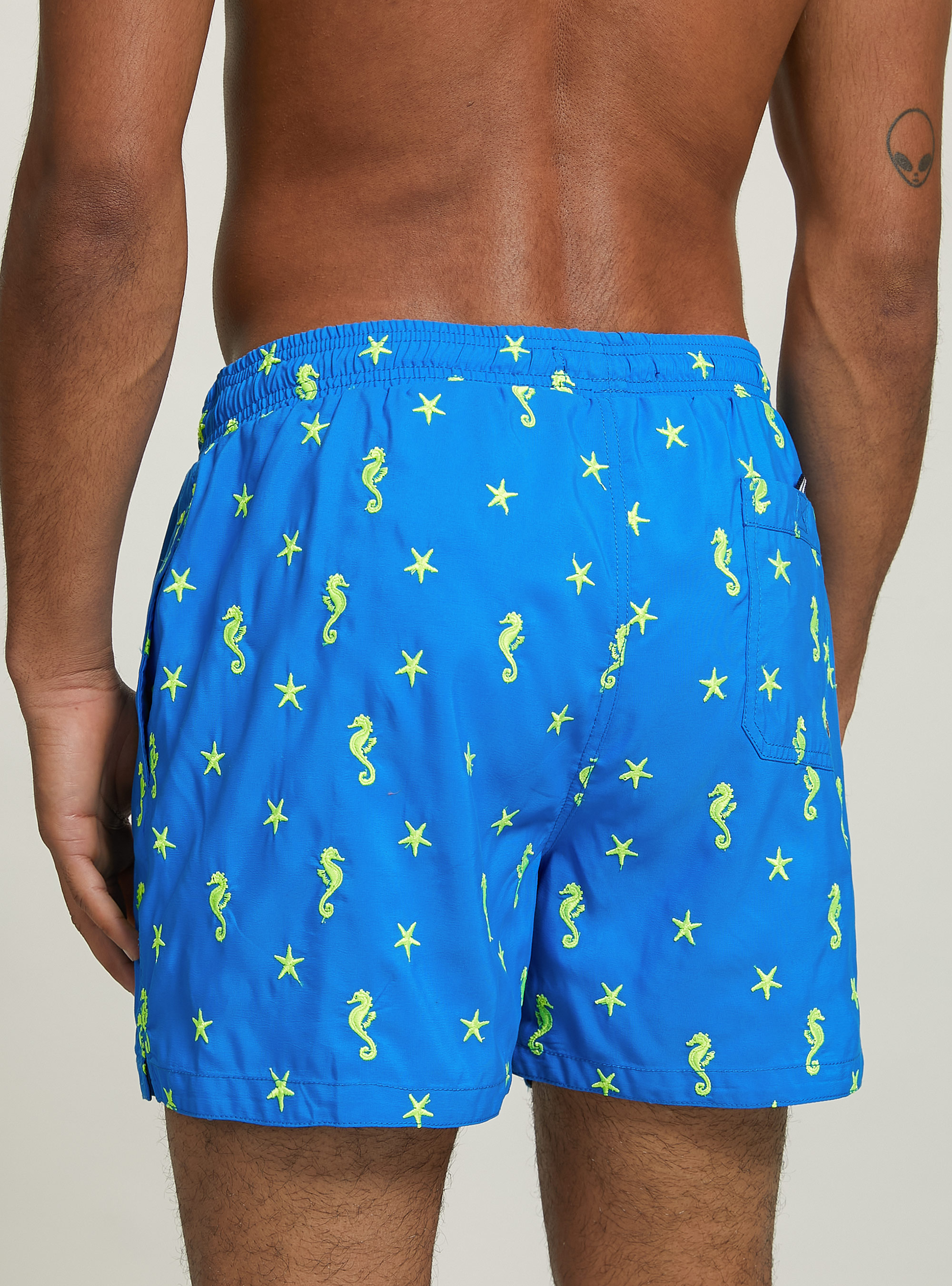 Swimming costume with contrasting embroidery, RY1 ROYALE DARK