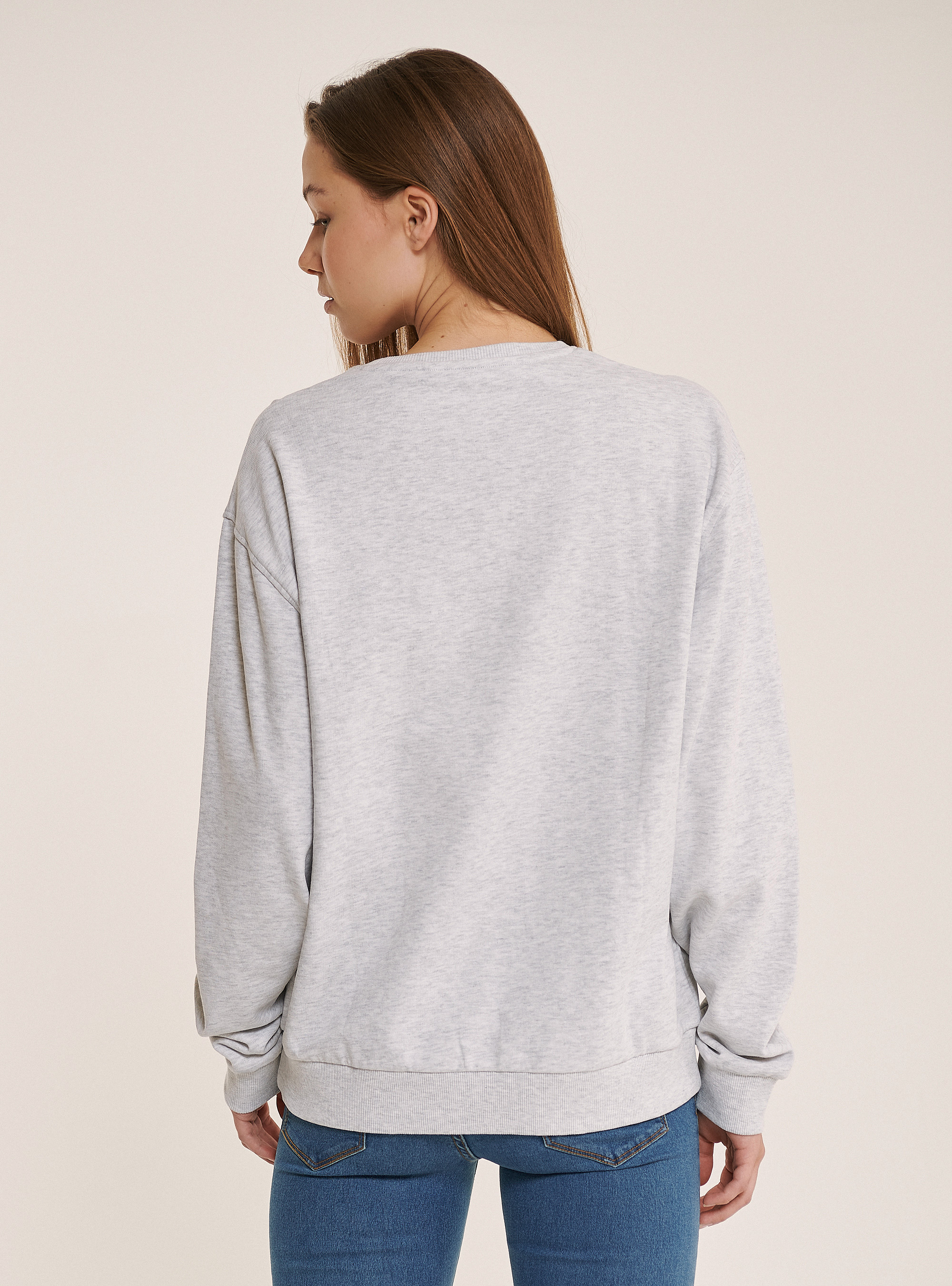 Oversized sweatshirt with lettering print, C148 ICE MELANGE