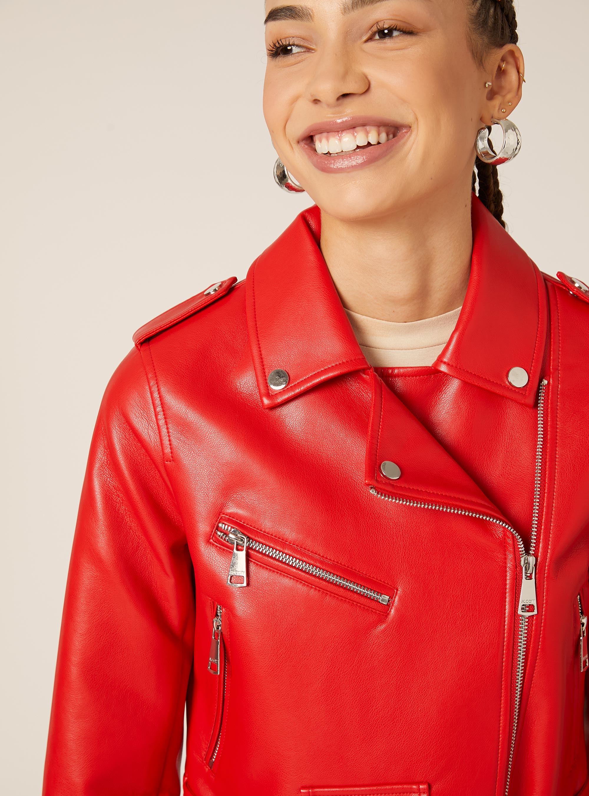 Chaqueta motera efecto piel, RD2 RED MEDIUM