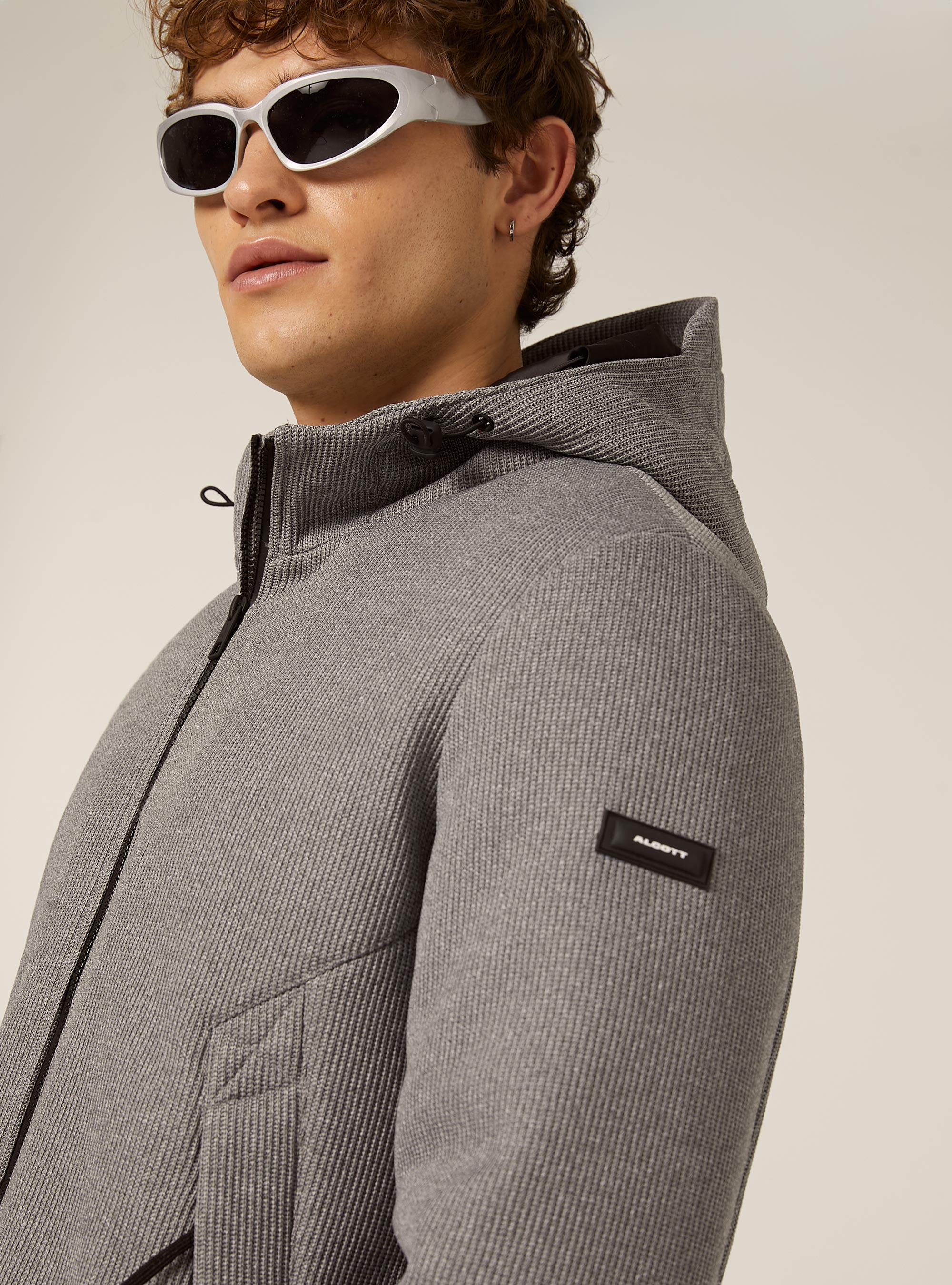 Giubbino imbottito con cappuccio costa inglese, MGY2 GREY MEL MEDIUM