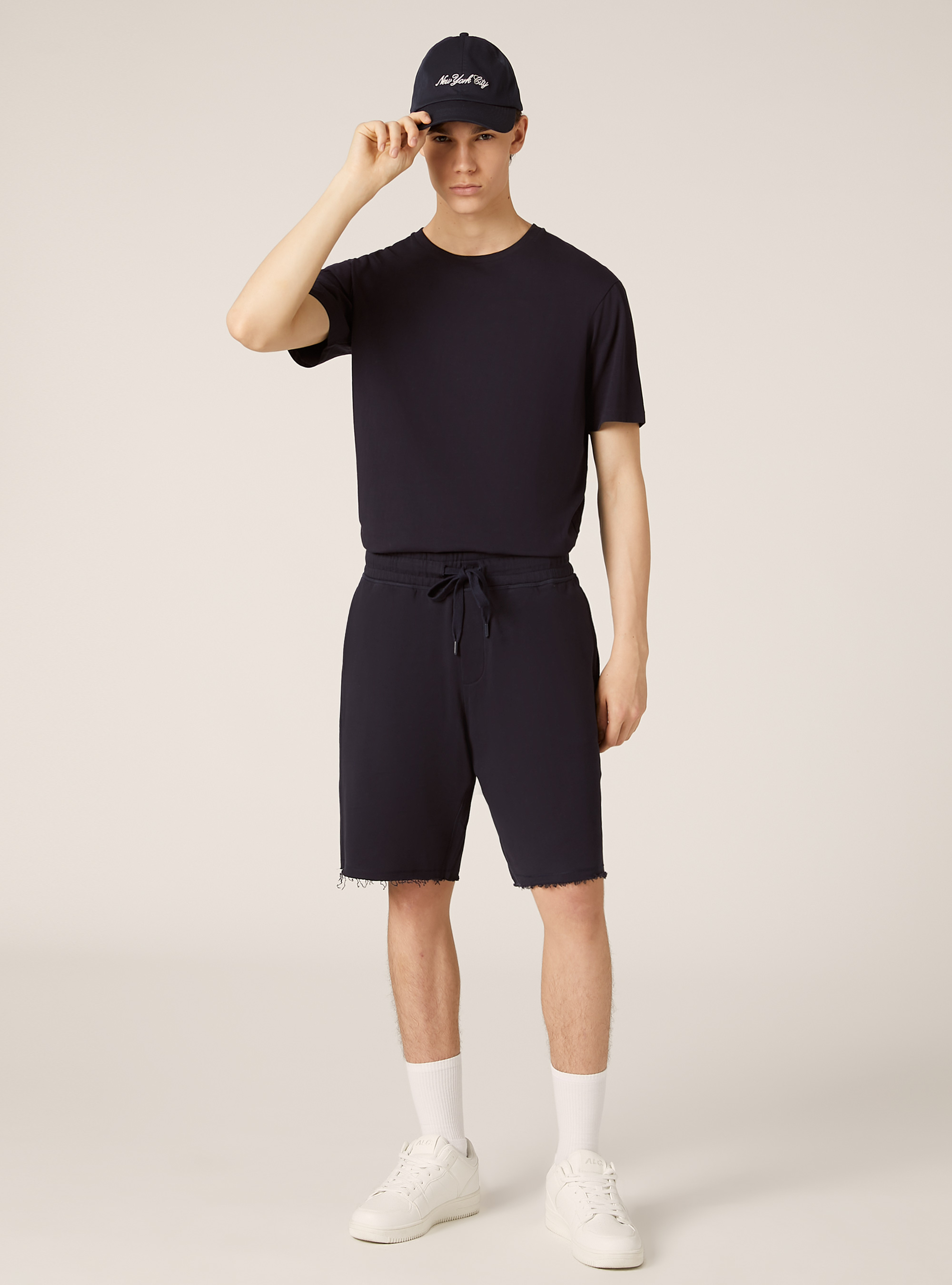 Cotton jogger bermuda shorts, NA1 NAVY DARK