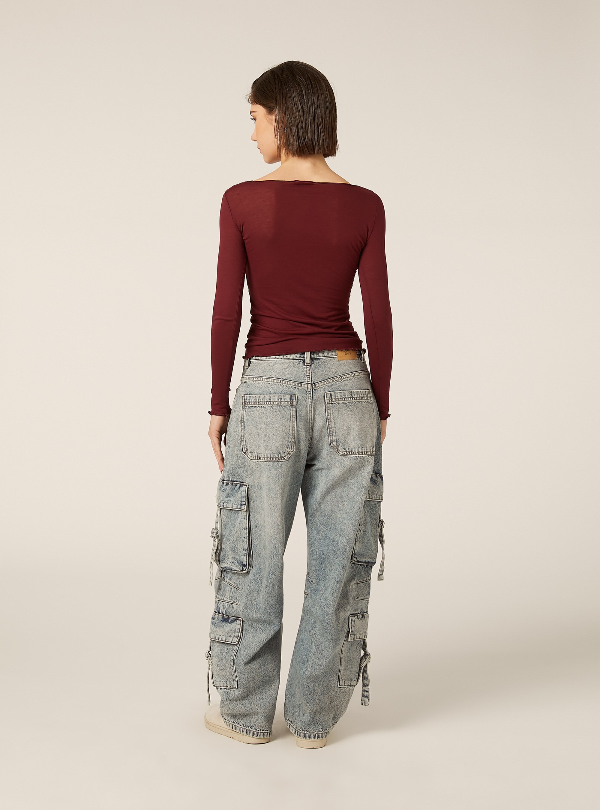 Camiseta de manga larga en mezcla de lana, BO2 BORDEAUX MEDIUM