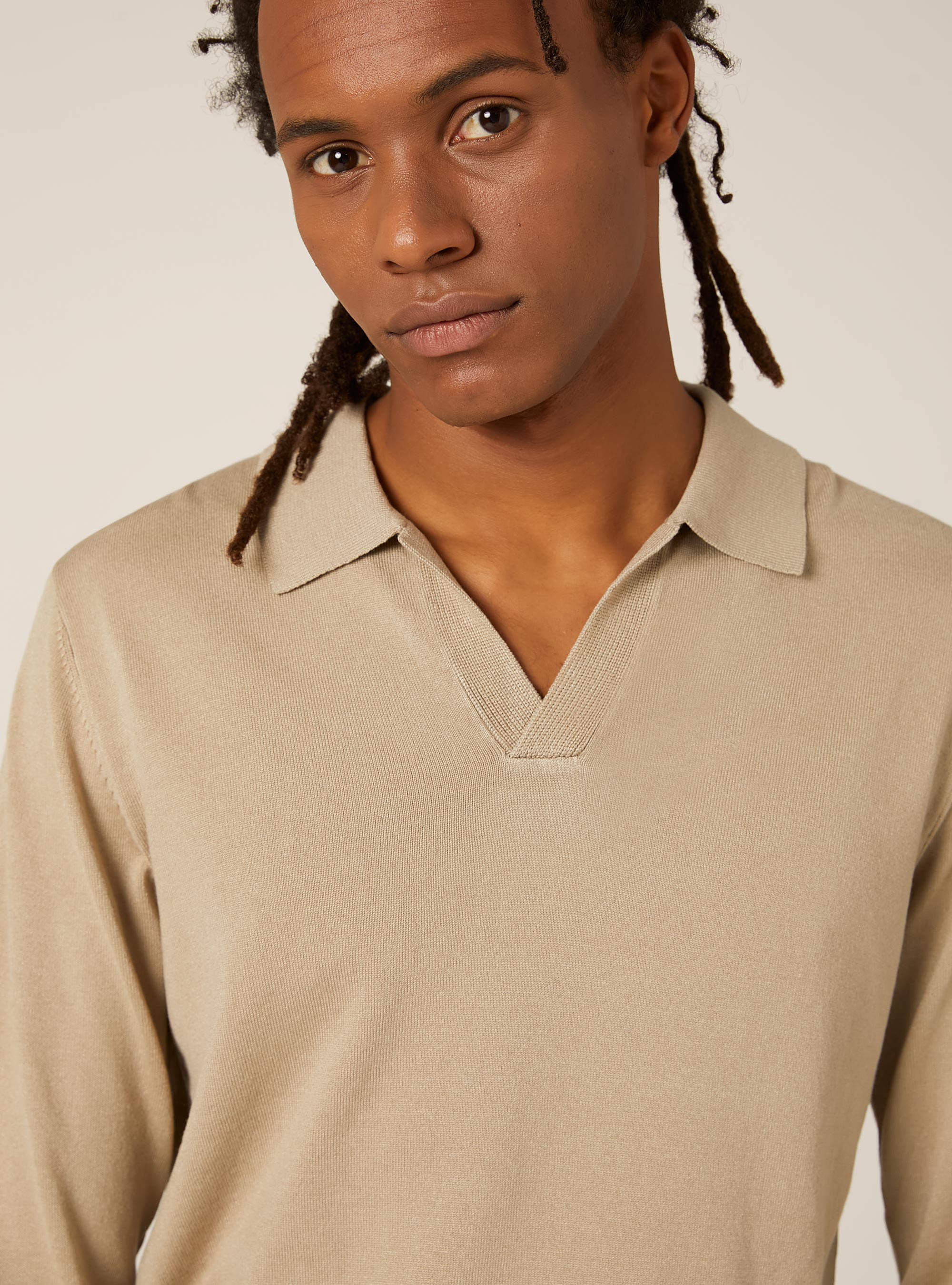 Weiches Strick-Polohemd, BG2 BEIGE MEDIUM