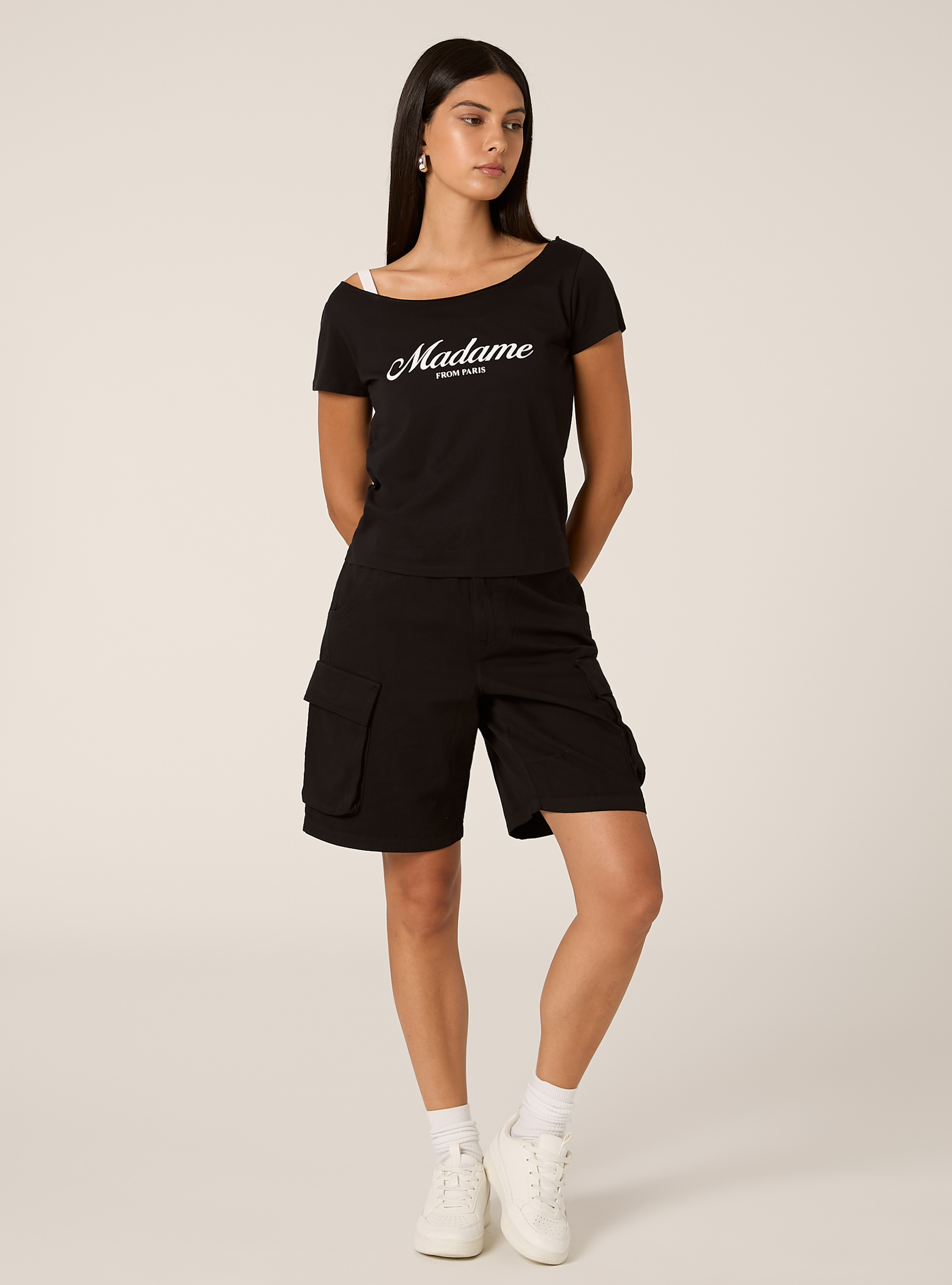 Boat neck T-shirt, BK1 BLACK