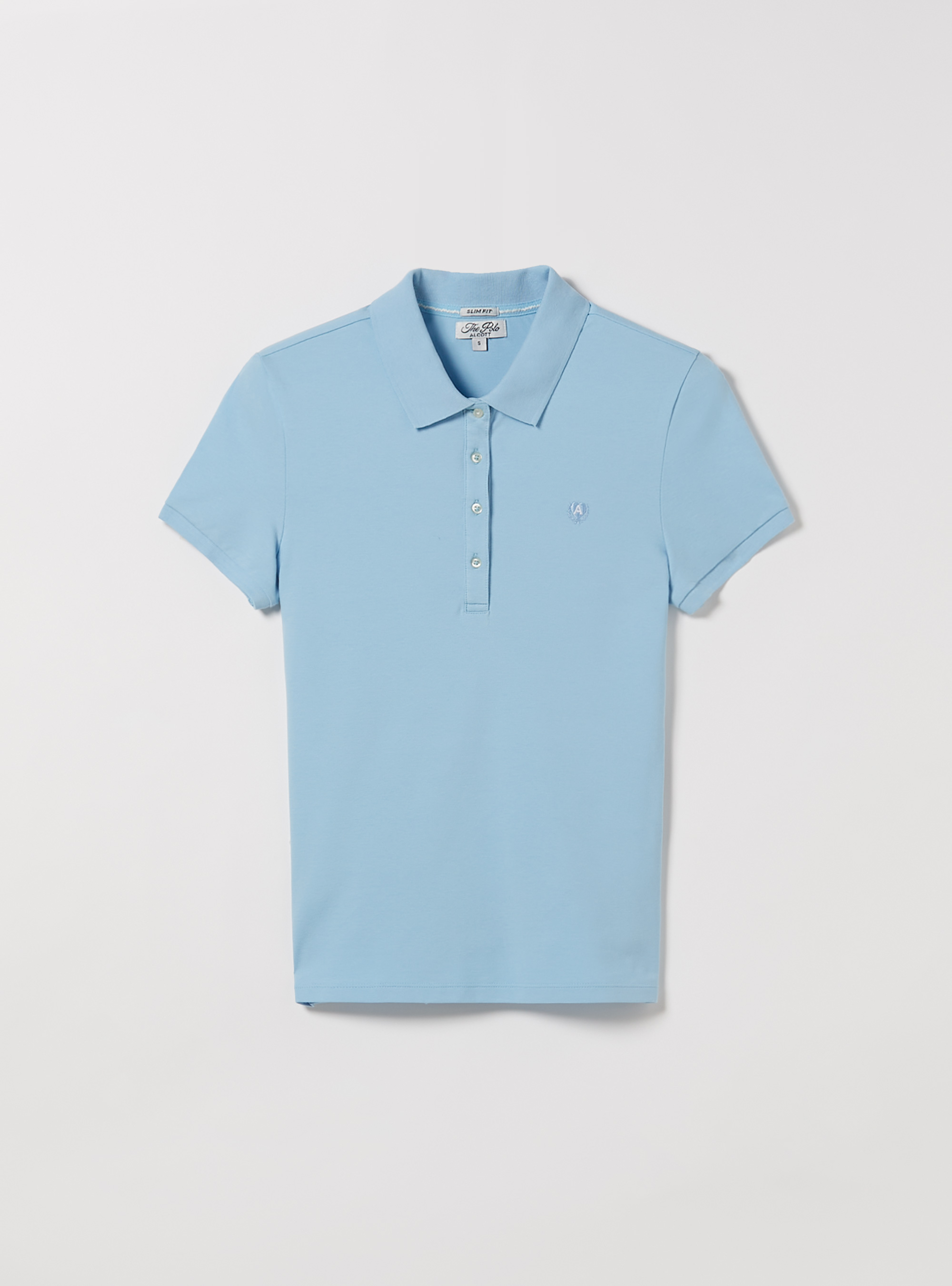 Poloshirt aus Baumwollpiqué mit Stickerei, AZ3 AZURE LIGHT