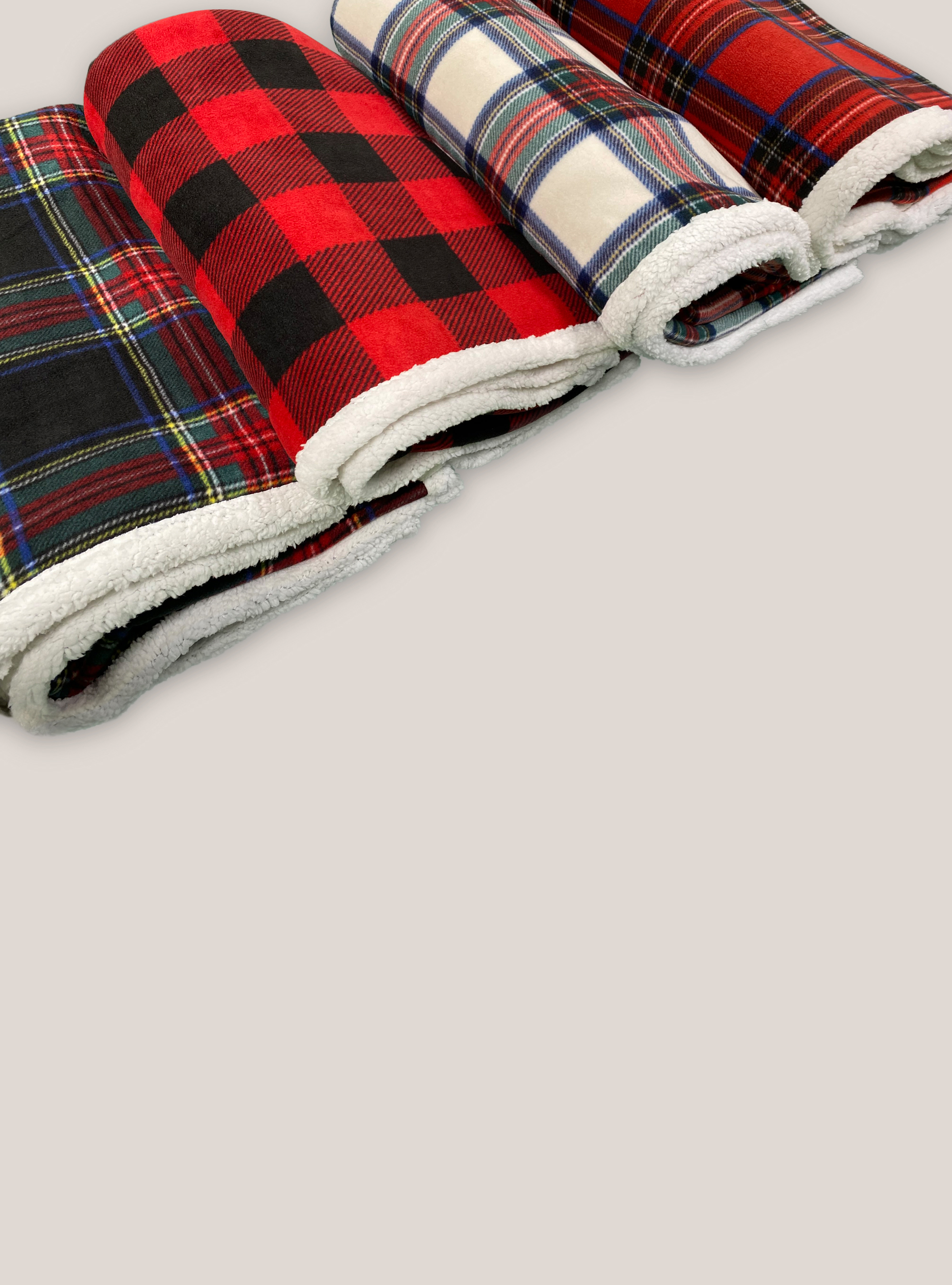 Plaid double face a quadri, C099 WHITE