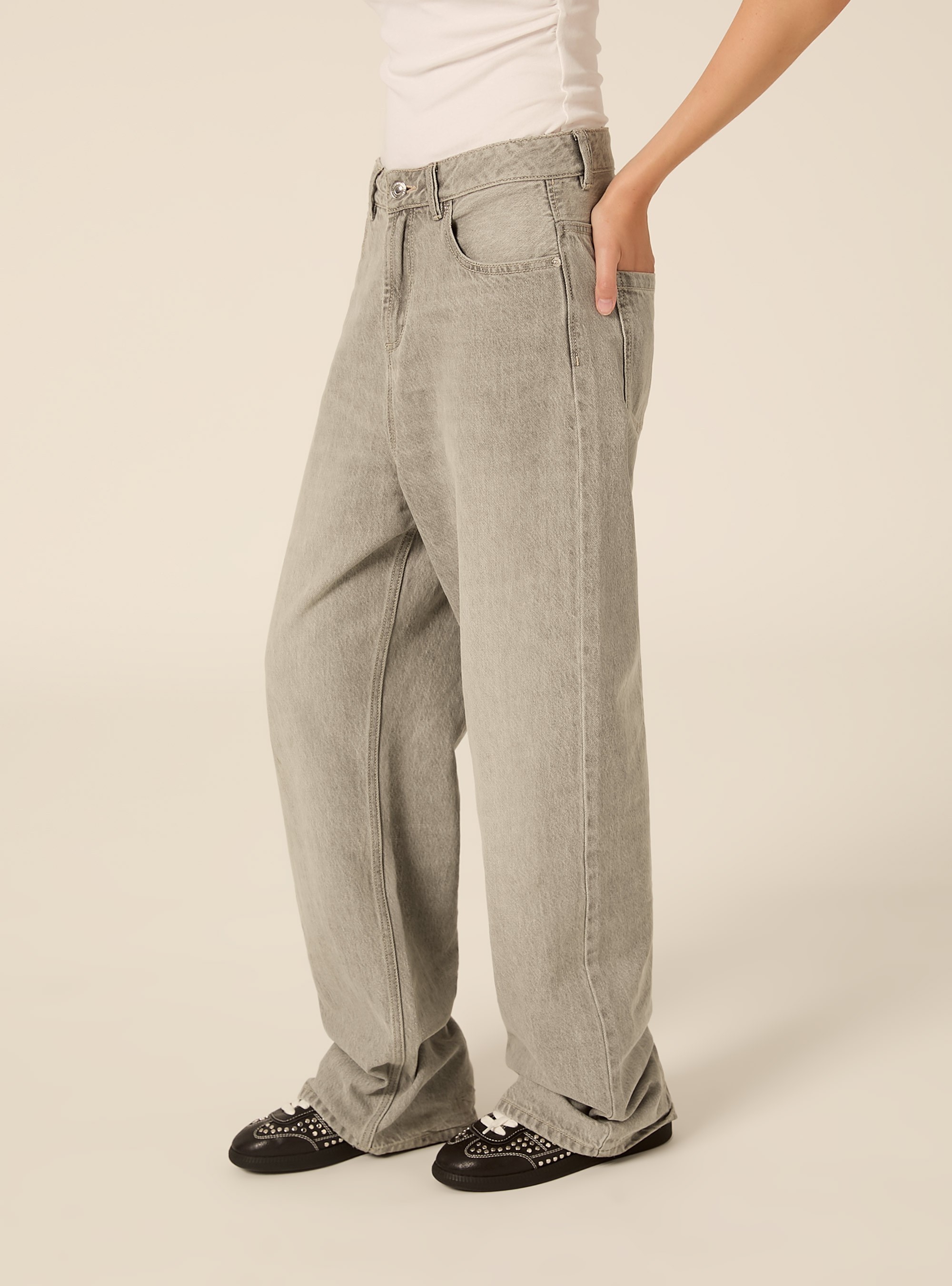Jeans wide leg, D00G GREY