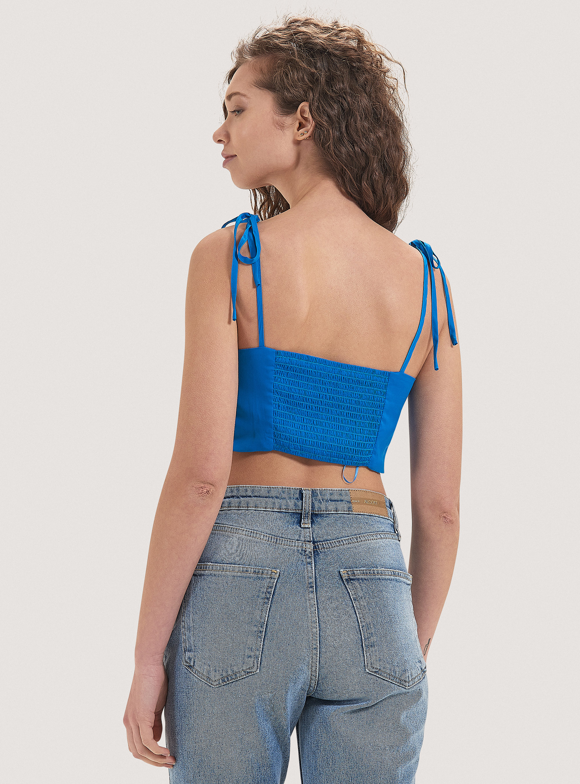 Cropped satin top, AZ2 AZZURRE MEDIUM