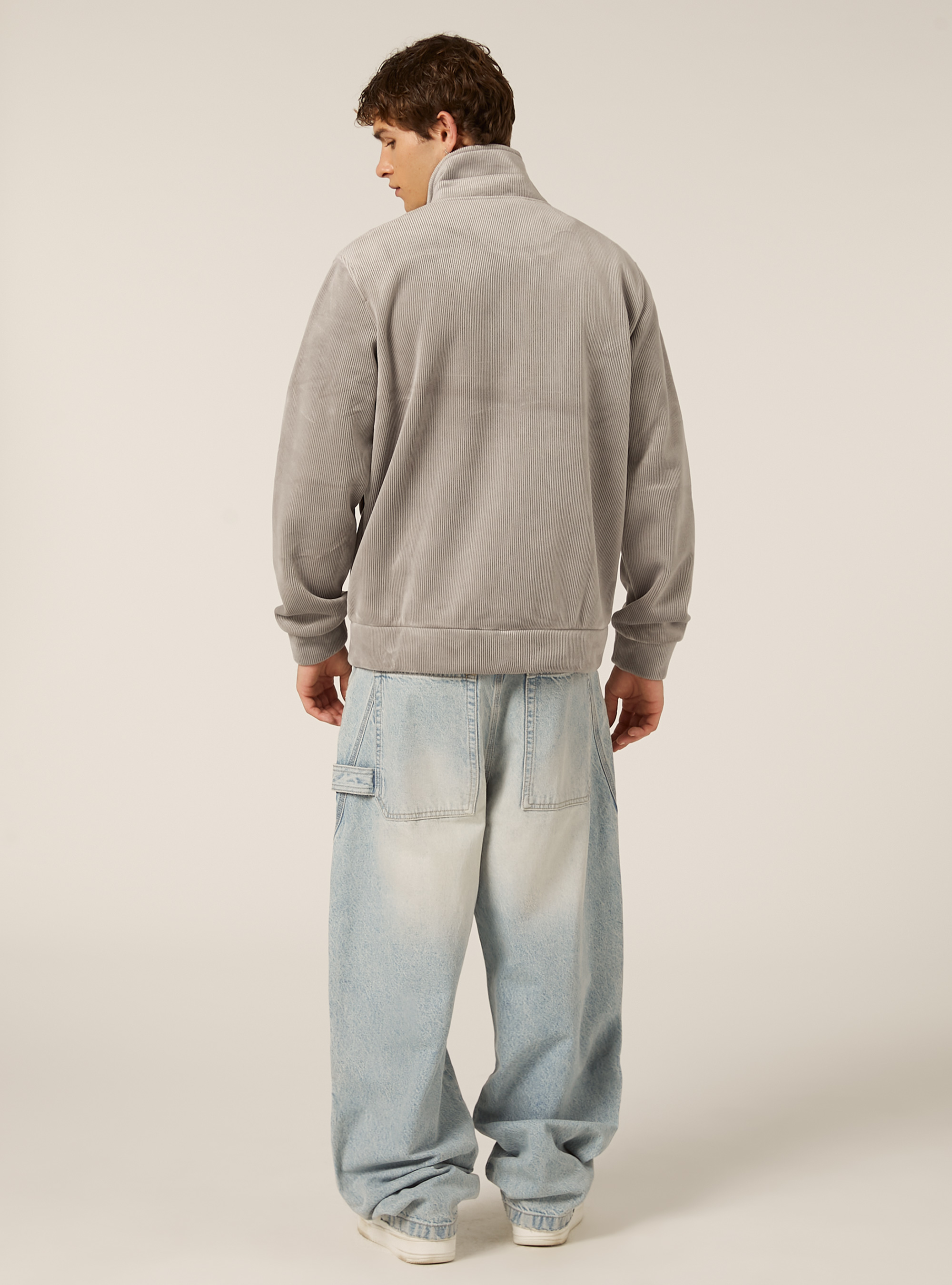 Sudadera con cremallera de pana, GY2 GREY MEDIUM