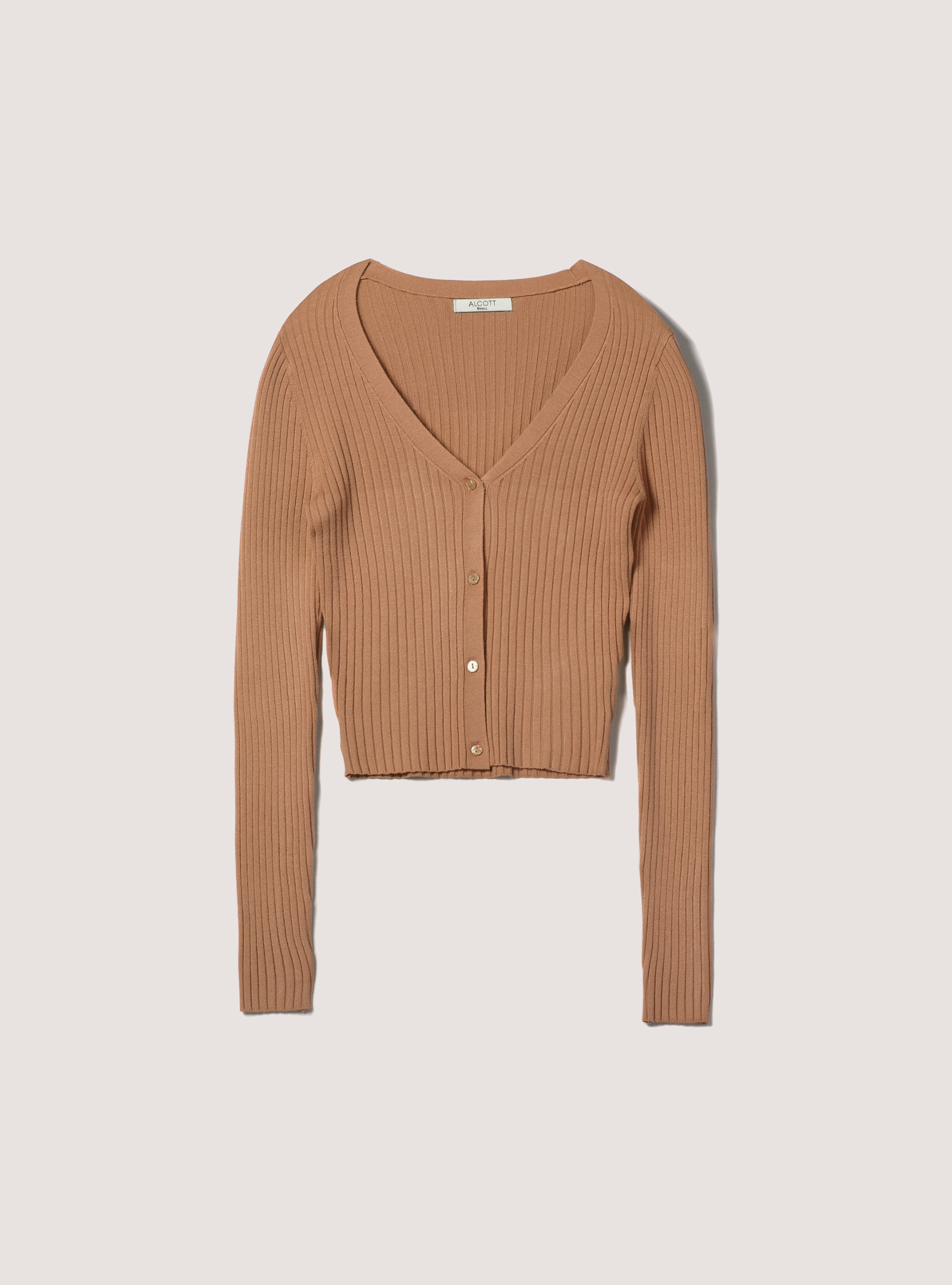 Cardigan cropped pullover cotelé, MBG2 BEIGE MEL MED