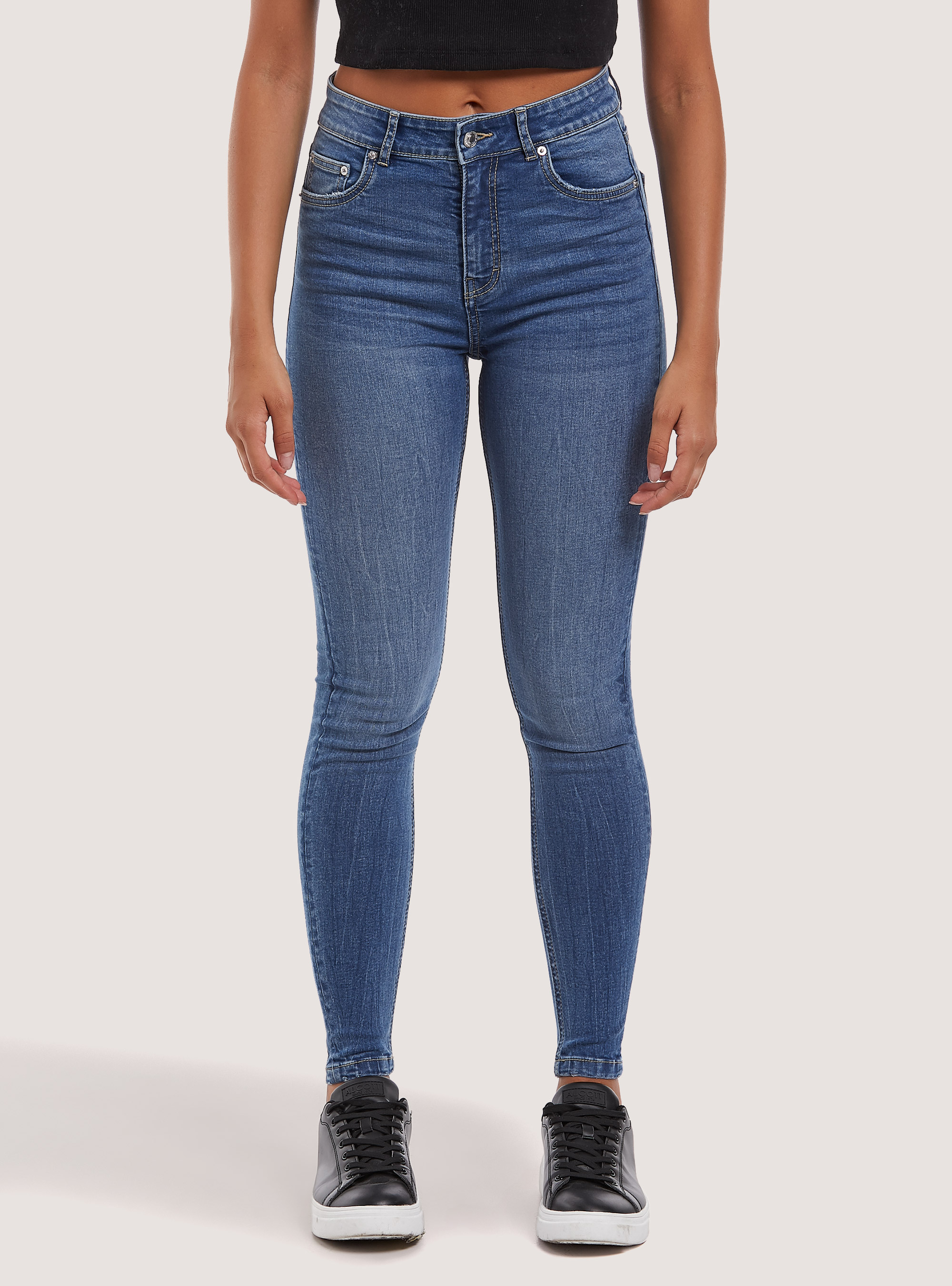 Vaqueros skinny de cintura súper alta, D004 MEDIUM LIGHT BLUE